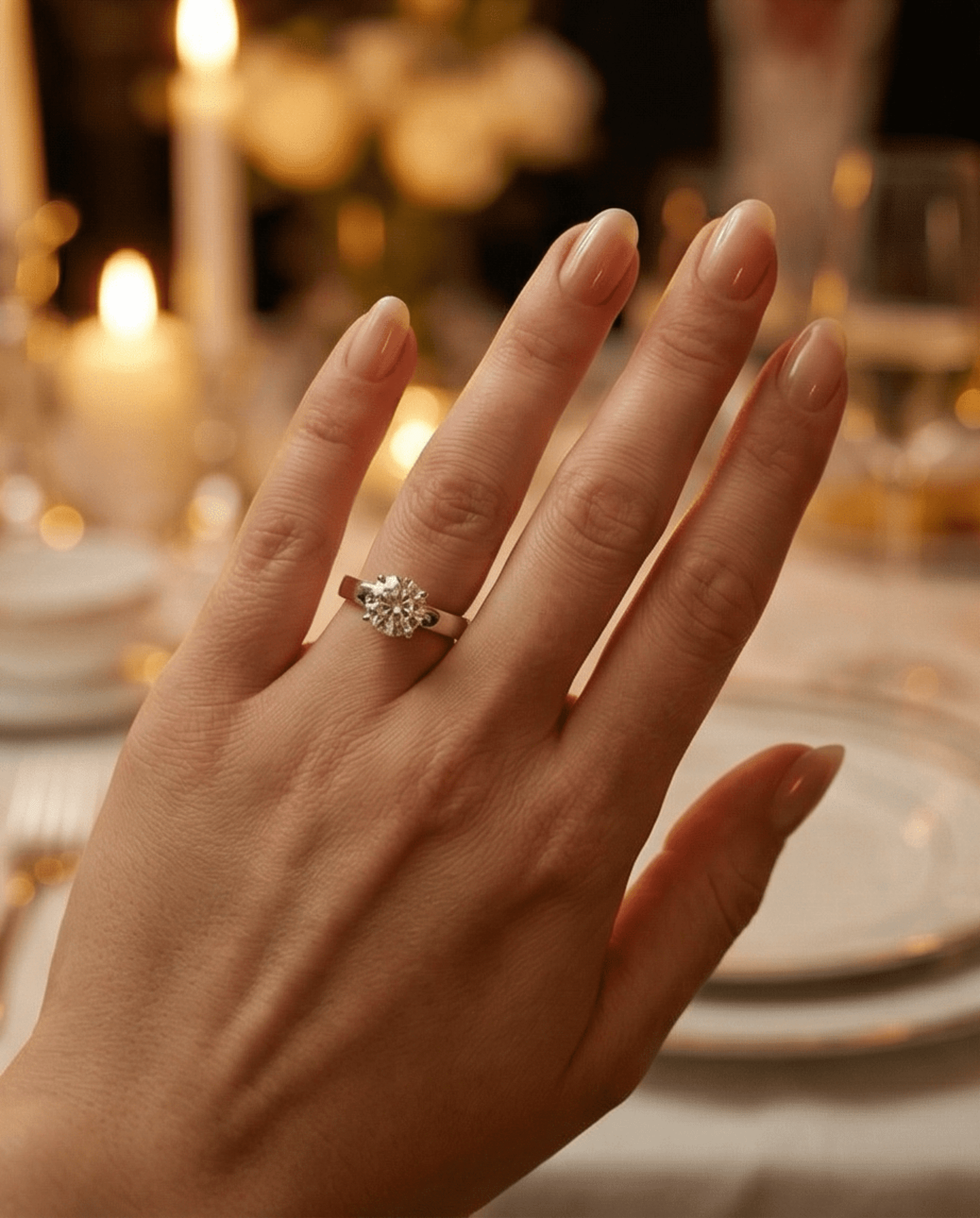 Anillo Solitario con Diamante Redondo - acero Clásico - 4