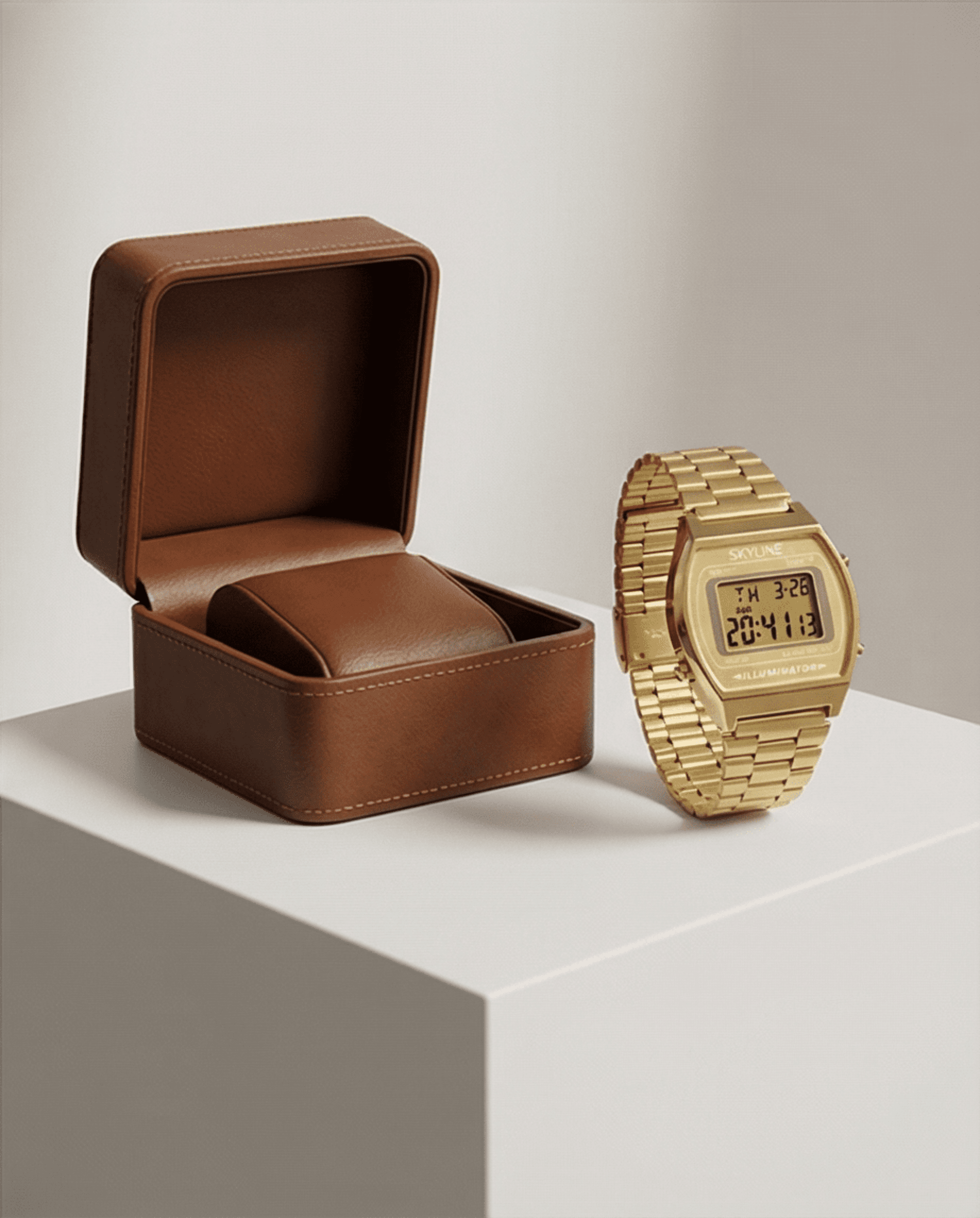 Reloj Skyline Digital Retro Oro – Estilo Vintage Moderno - 2