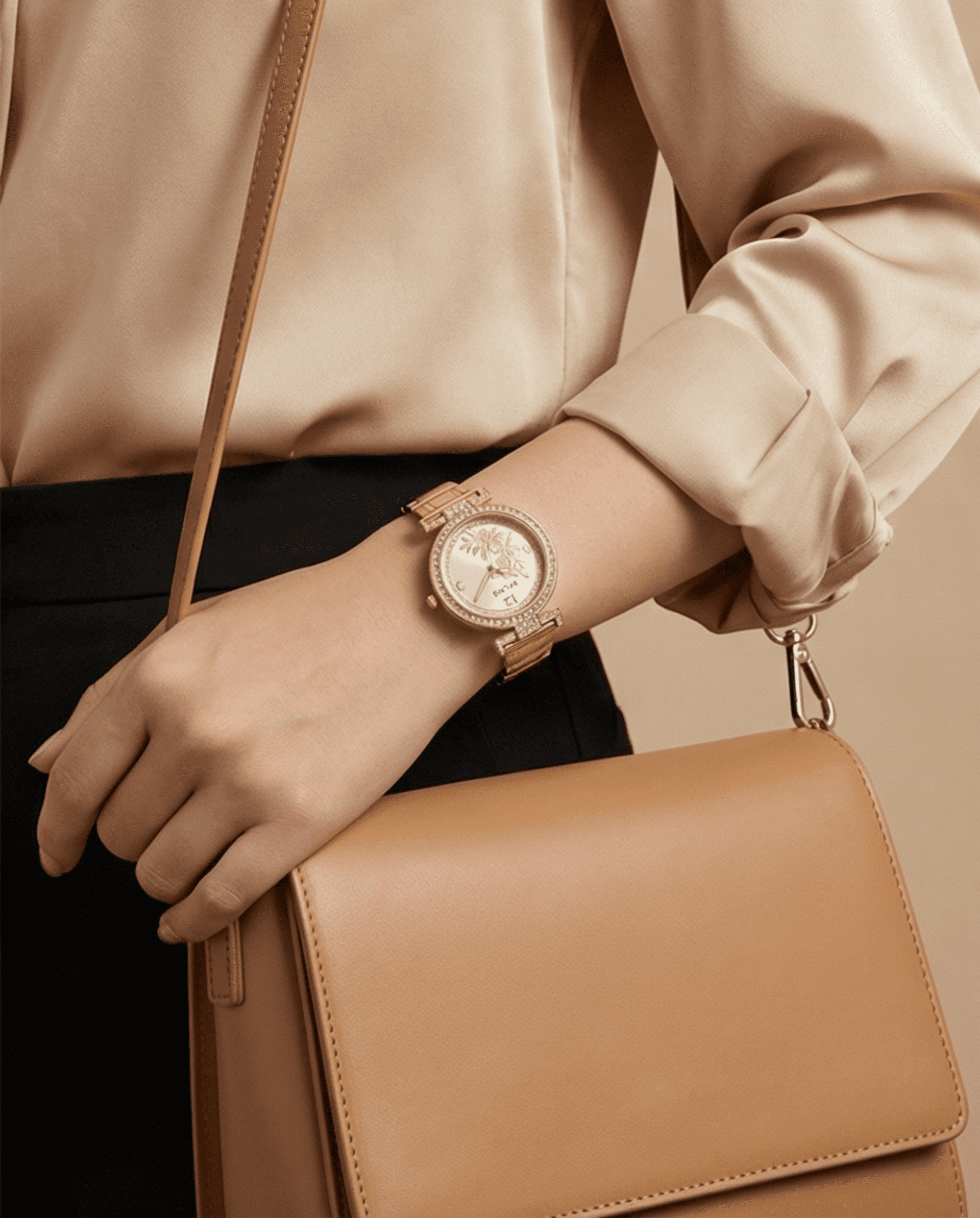 Reloj de Mujer SKYLINE Dorado con Circonitas y Rosas | Acero Inoxidable - 3