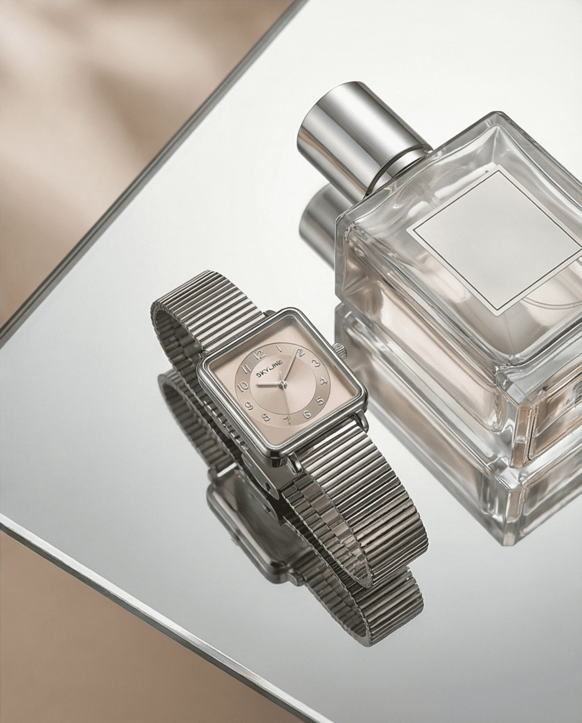 Reloj de Mujer SKYLINE Cuadrado Rosa – Acero Plateado | Joyas Herrero - 3