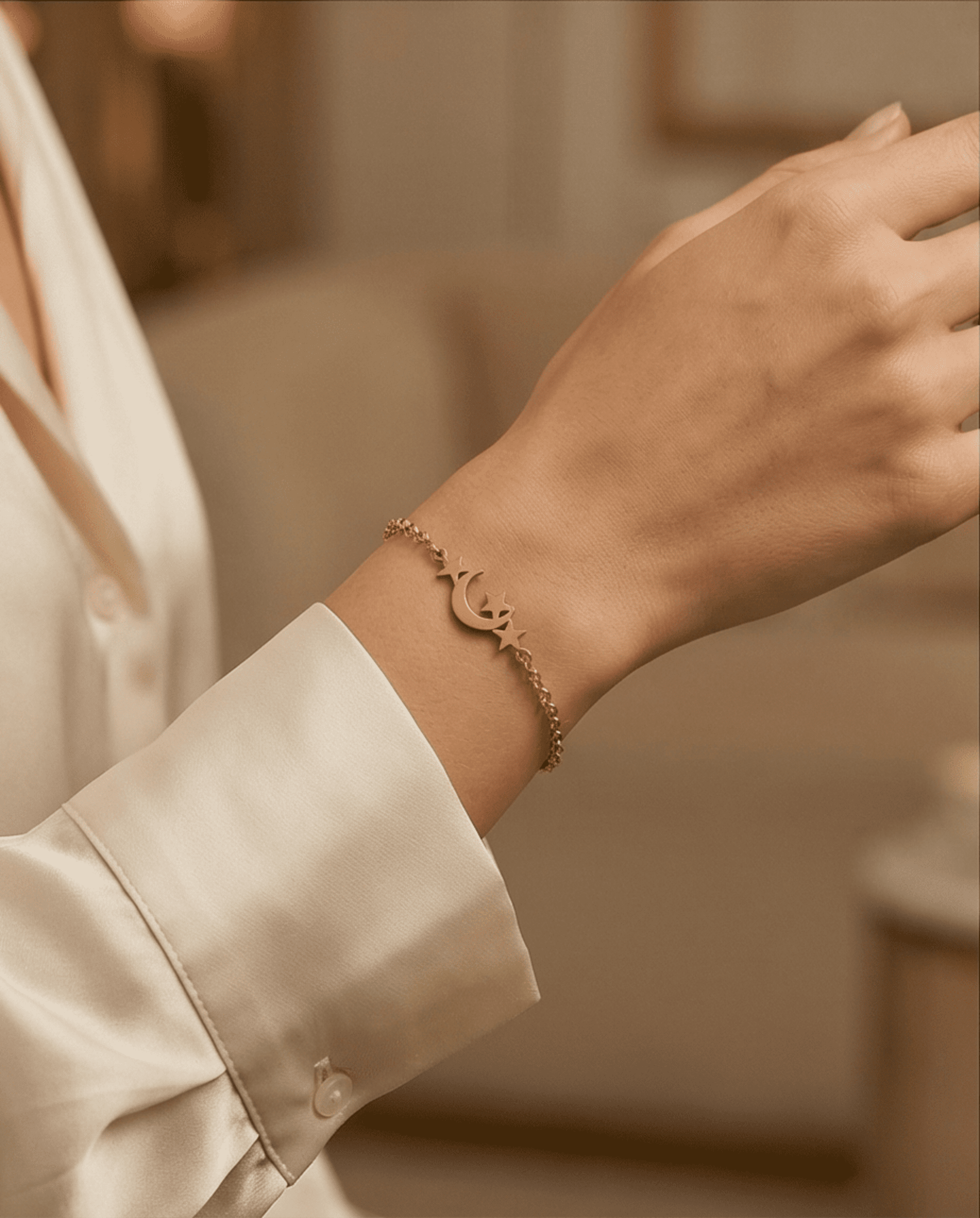 Pulsera Luna y Estrellas - Chapado en oro 18klt - Hipoalergénico - 3