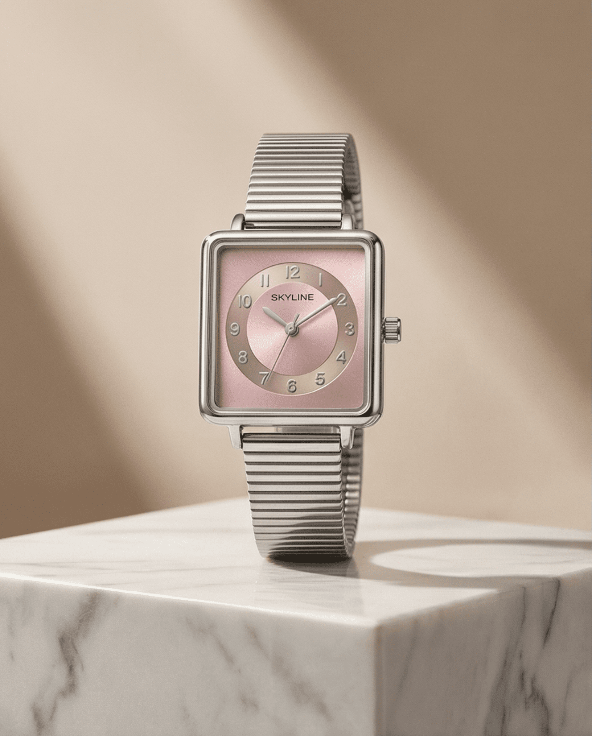 Reloj de Mujer SKYLINE Cuadrado Rosa – Acero Plateado | Joyas Herrero - 1