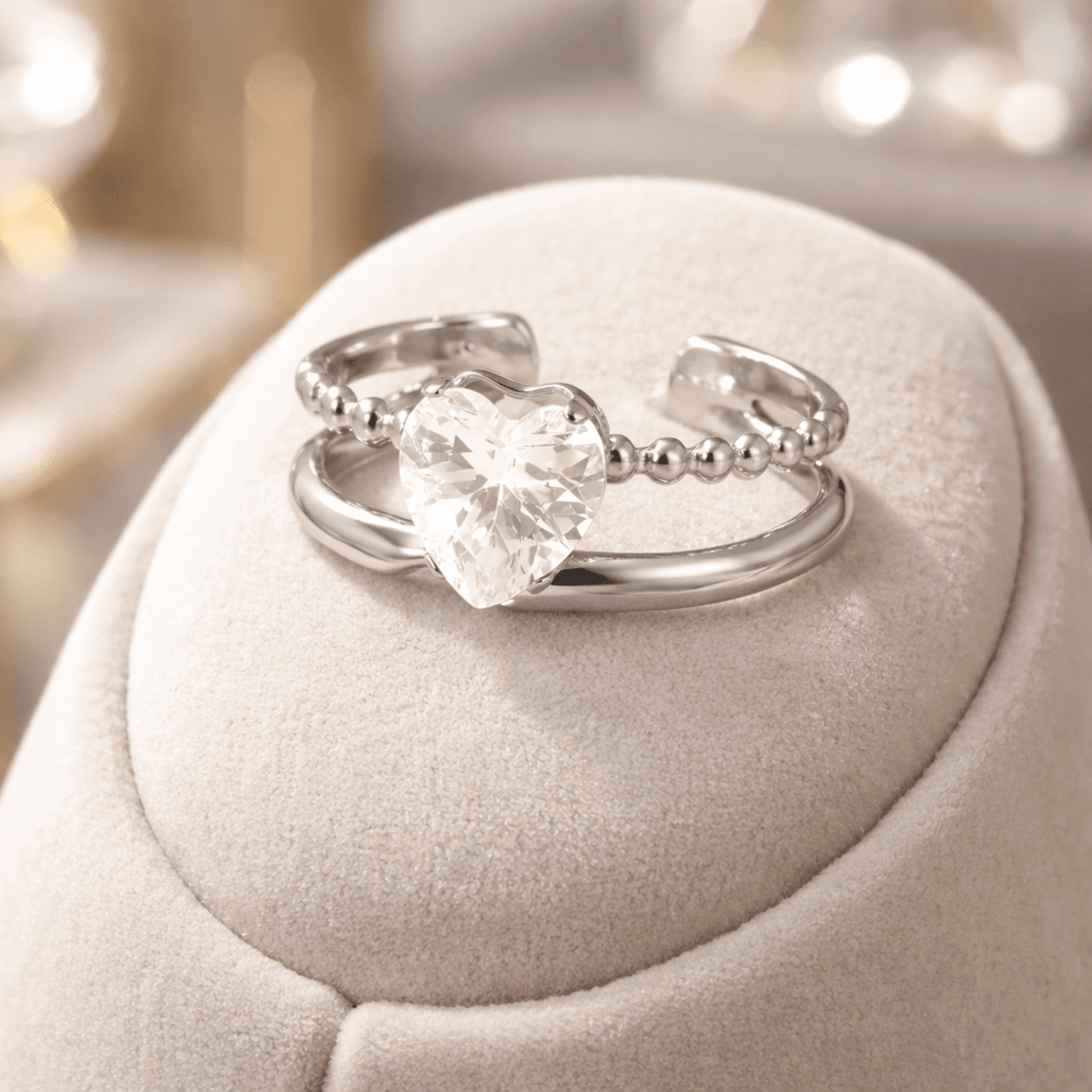 Anillo de acero Aurora Silver – Diseño romántico - 3