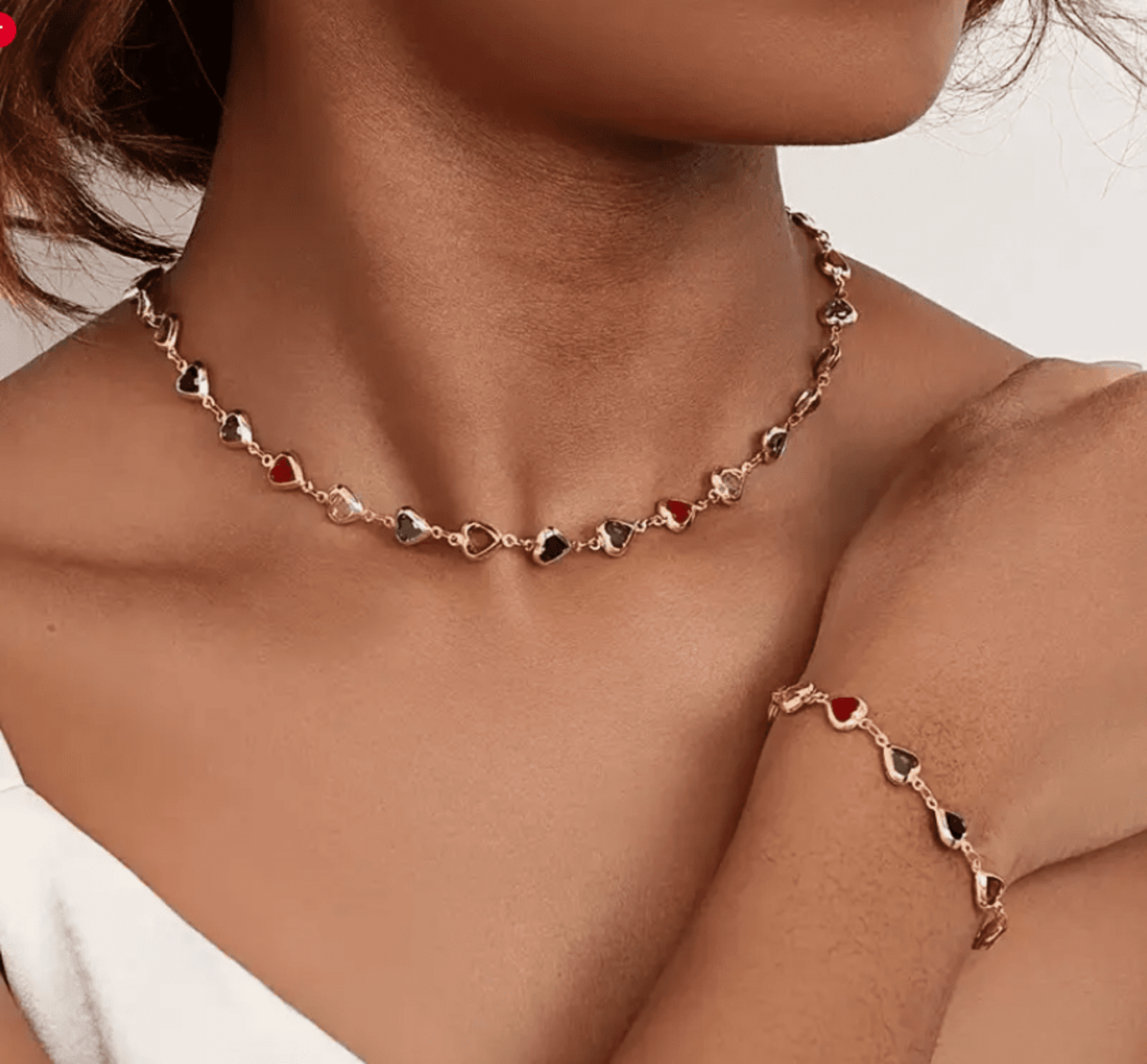 Collar Corazones Dorado Verde – Colección Amor Eterno (con pulsera a juego) - 5