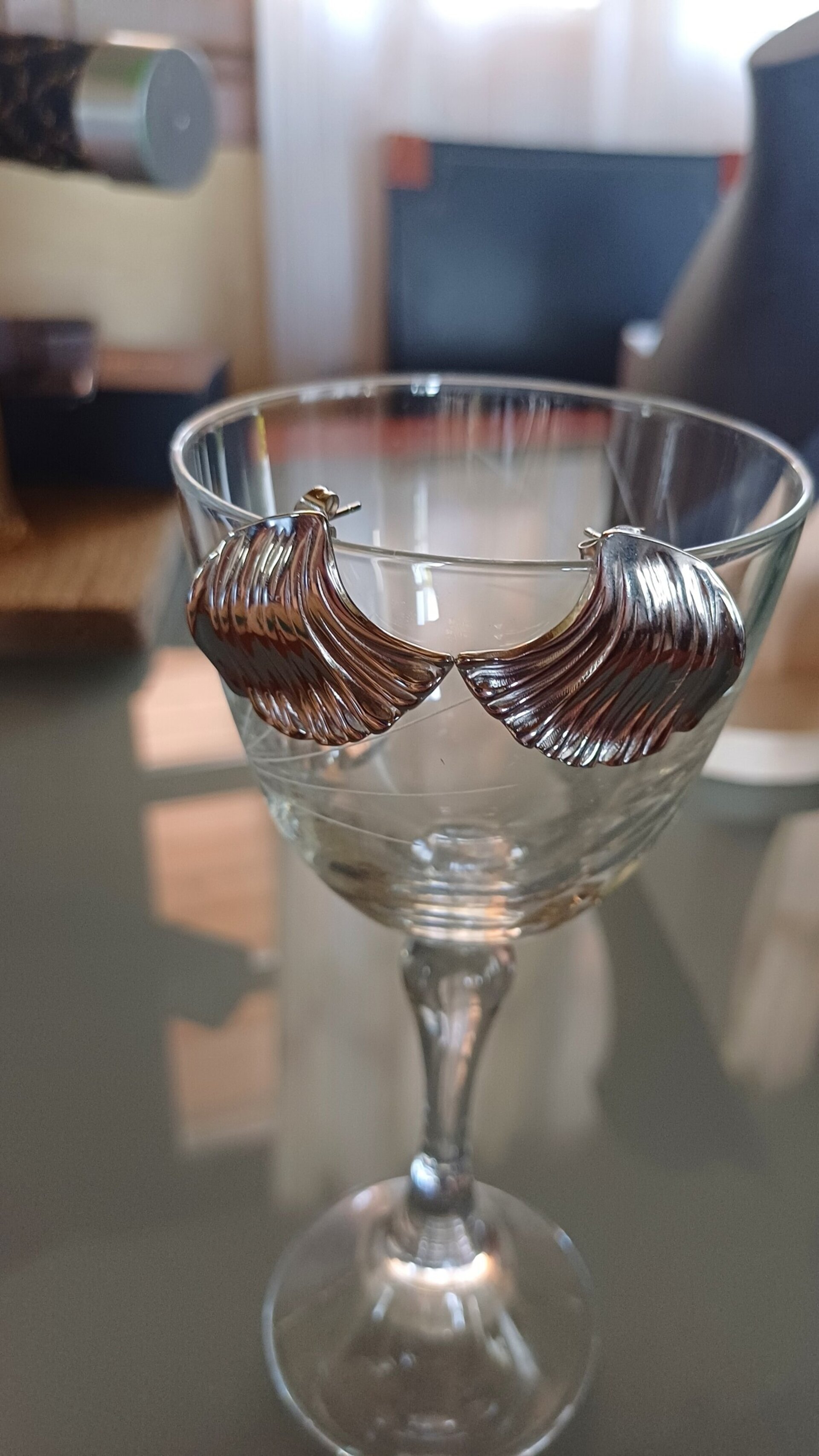 Pendientes de acero quirúrgico diseño abanico plaplateado | Modernos y elegantes - 4