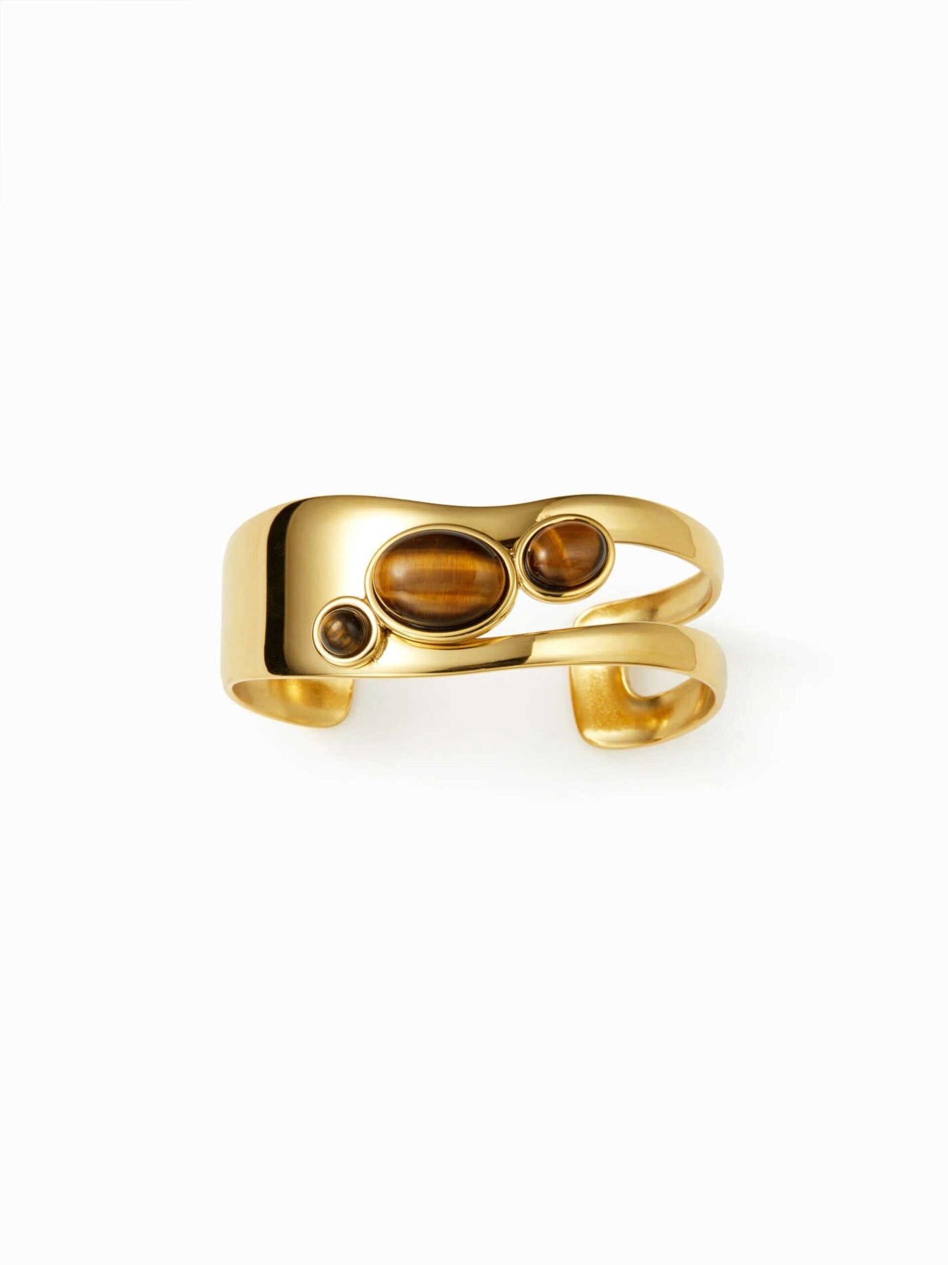 Brazalete Dorado con Piedra Ojo de Tigre - Esencia - 1