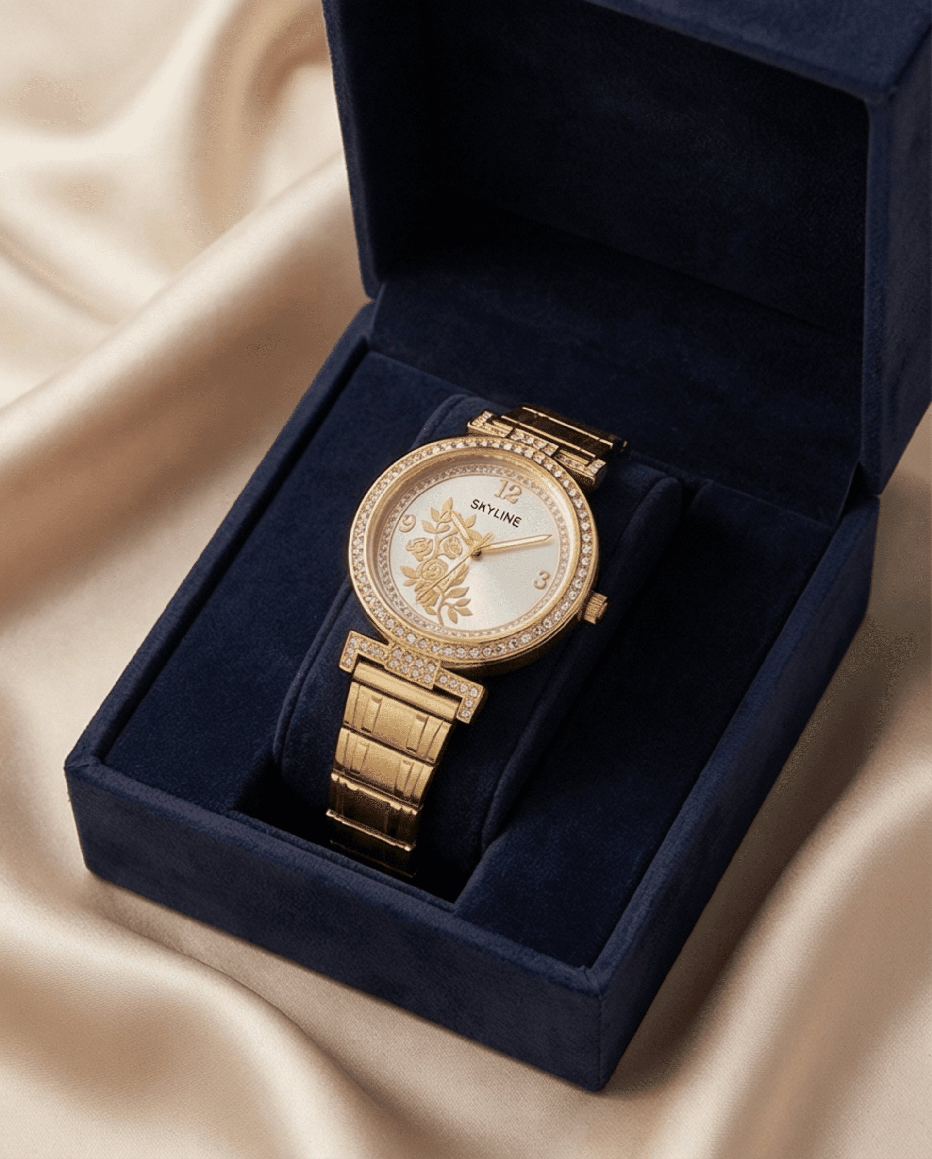 Reloj de Mujer SKYLINE Dorado con Circonitas y Rosas | Acero Inoxidable - 4