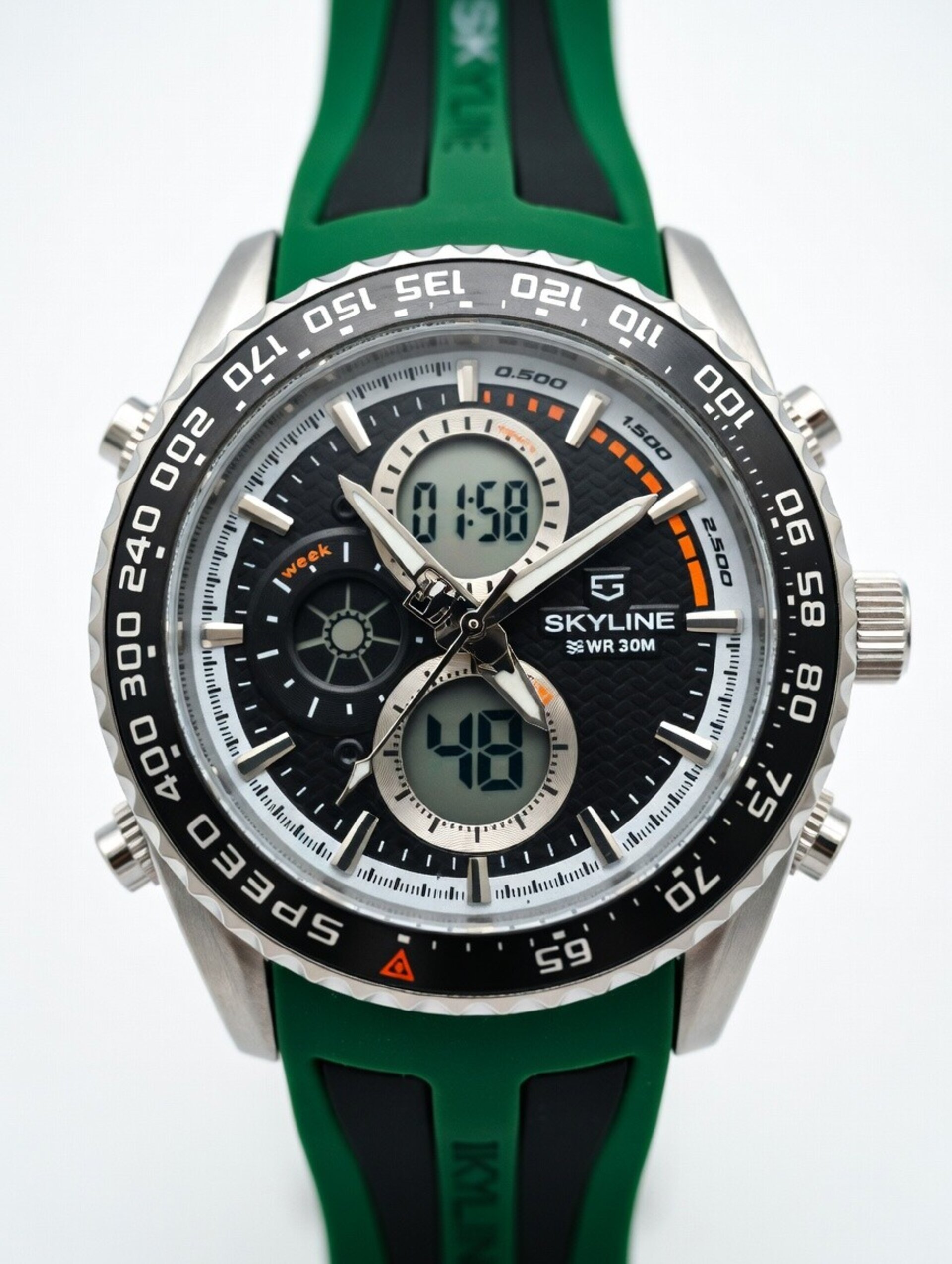 Reloj SKYLINE Analógico-Digital Deportivo – Correa Verde - 6