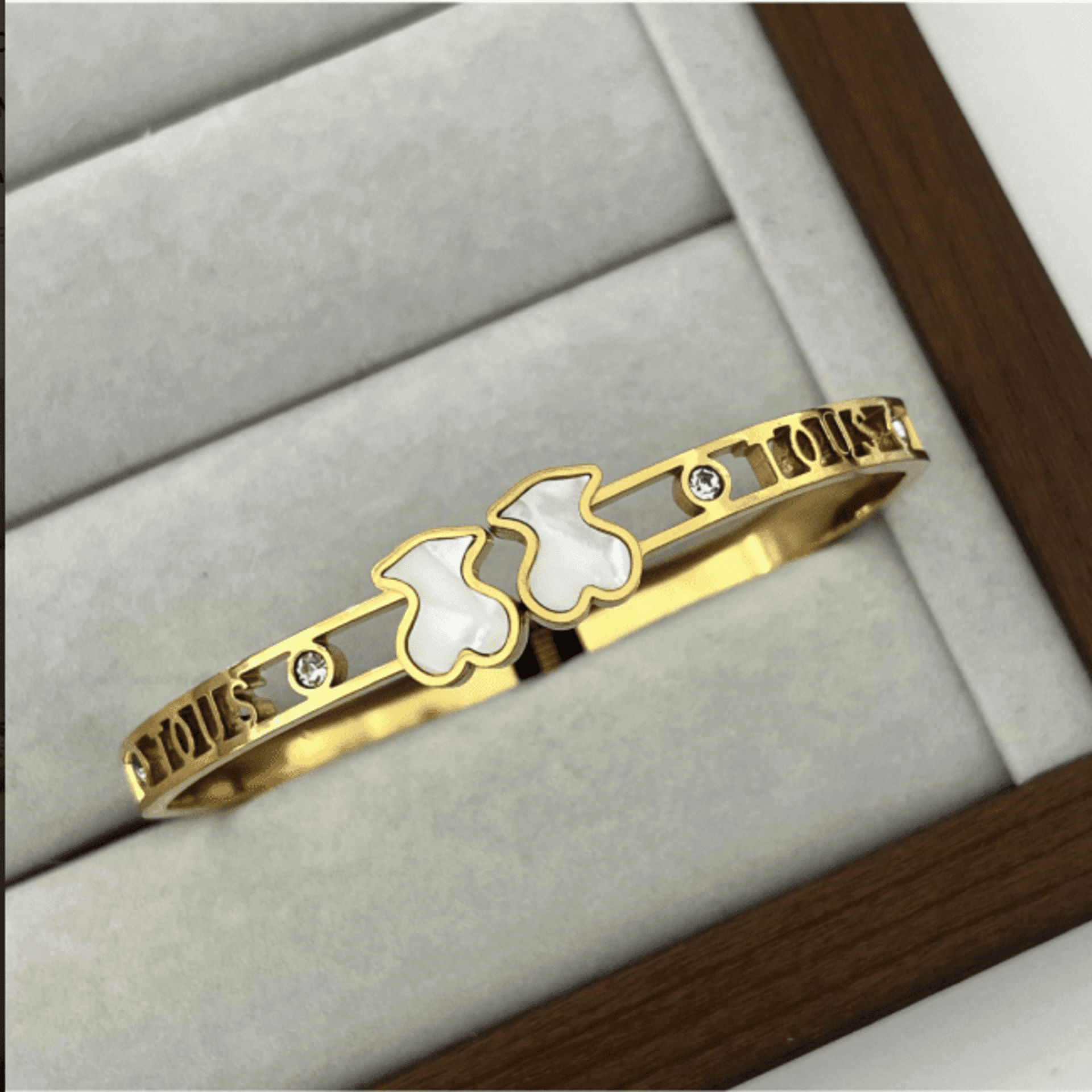 Pulsera Ositos Nácar – Acero Quirúrgico Dorado - 3
