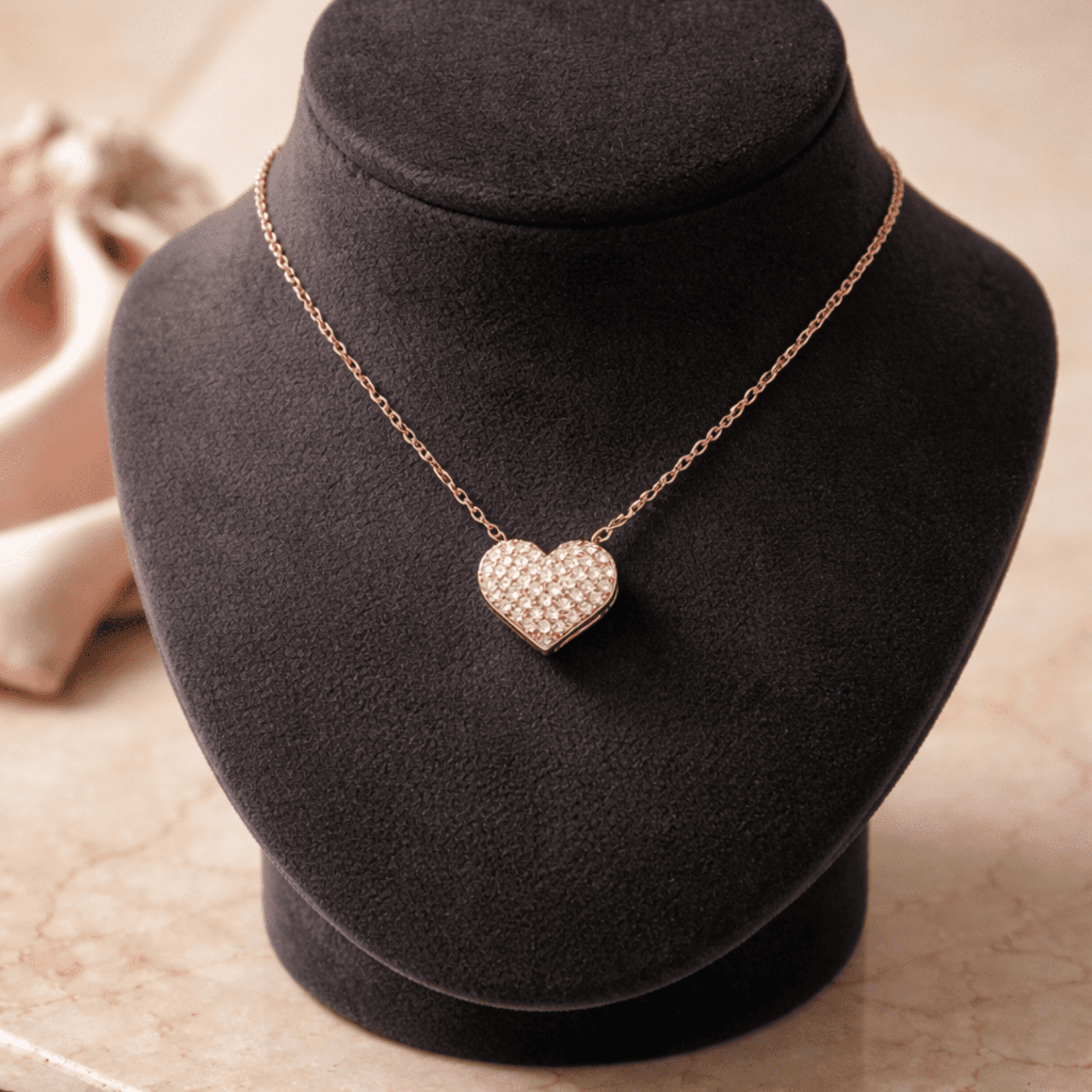 Colgante Corazón Pavé Brillante en Oro Rosa – Acero Quirúrgico Chapado 18K 💗✨ - 3