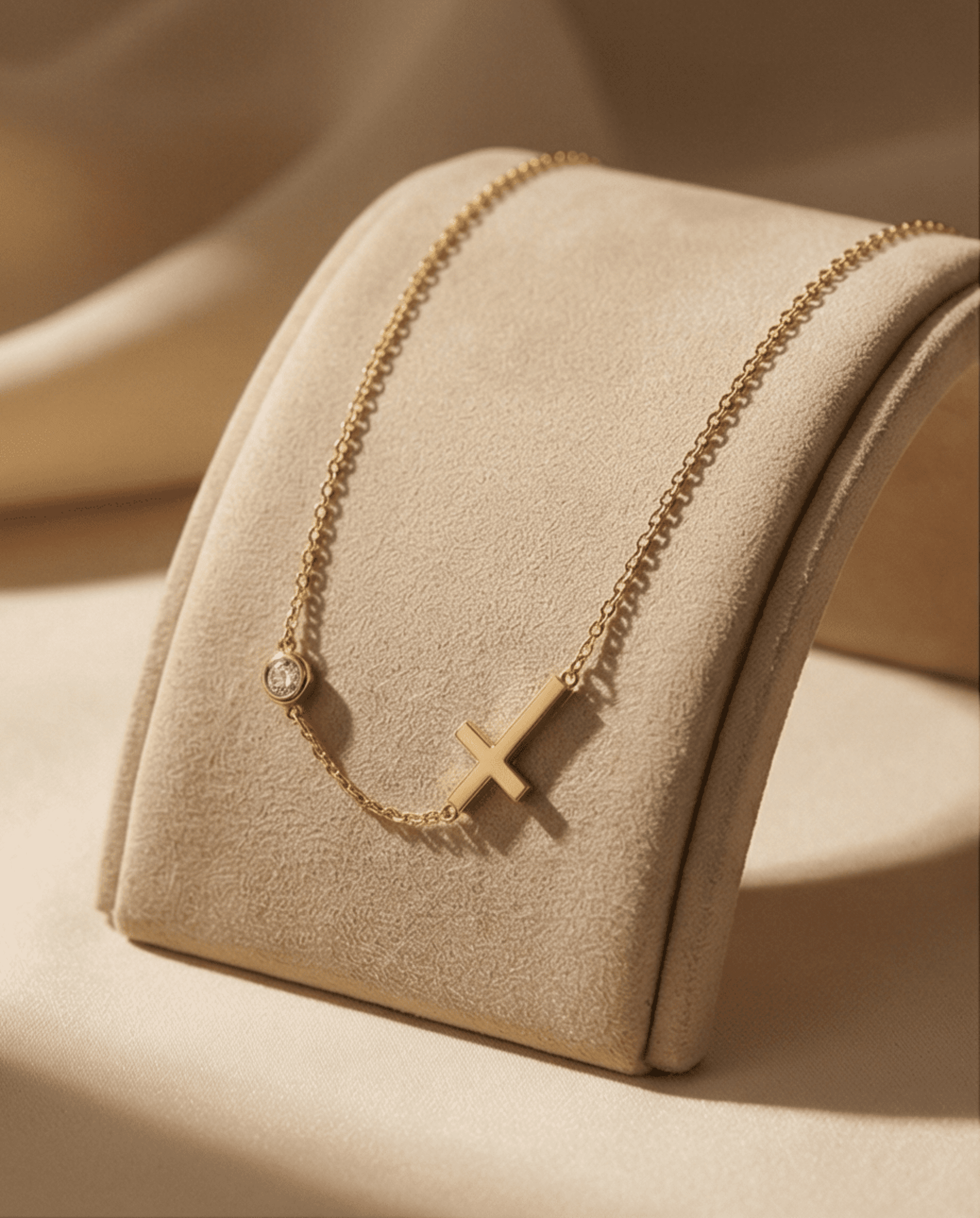 Collar Cruz con Circonita en Acero Quirúrgico Chapado en Oro 18K - 4