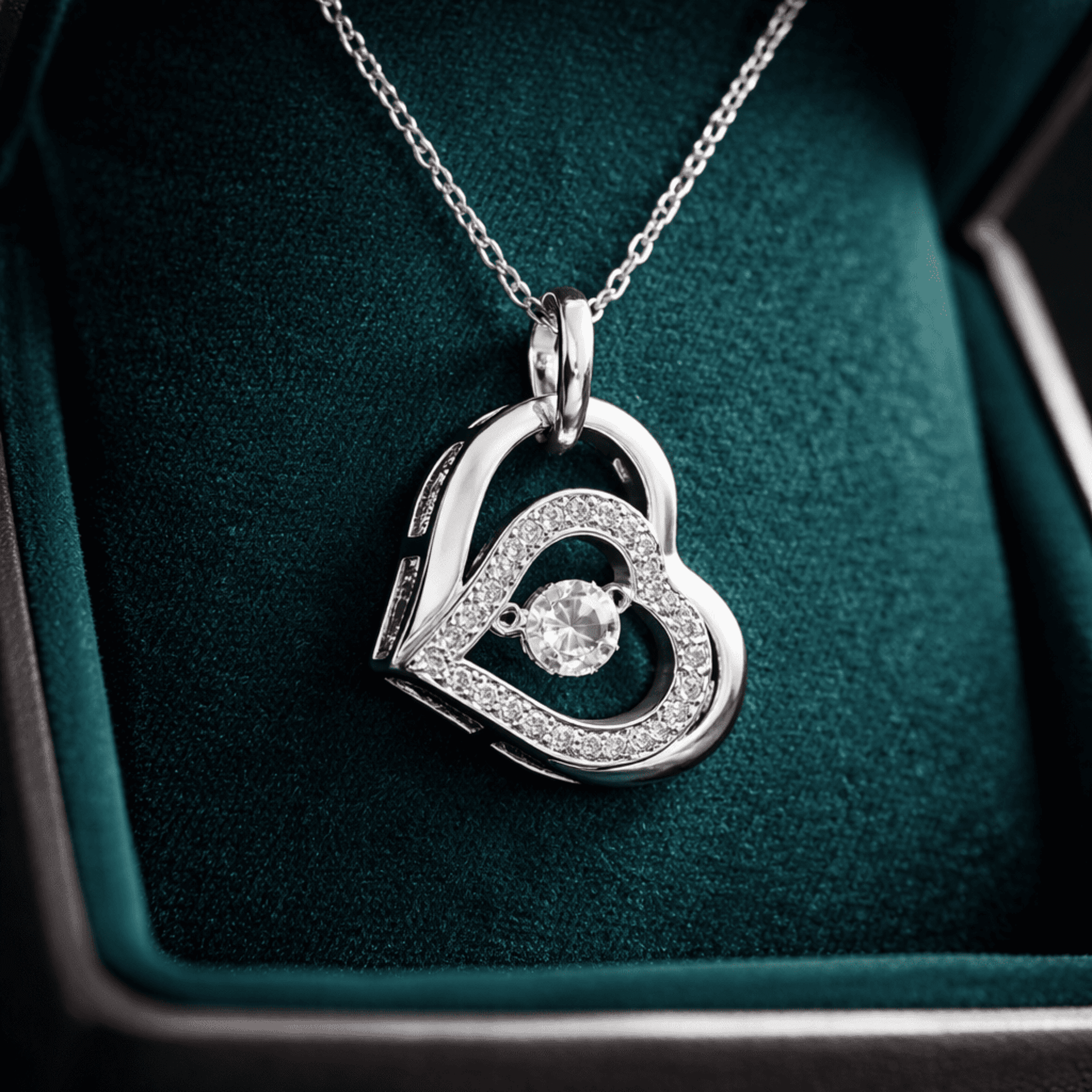 Colgante Corazón Doble con Cristales Brillantes Acero Quirúrgico Chapado en Oro¡ - 4