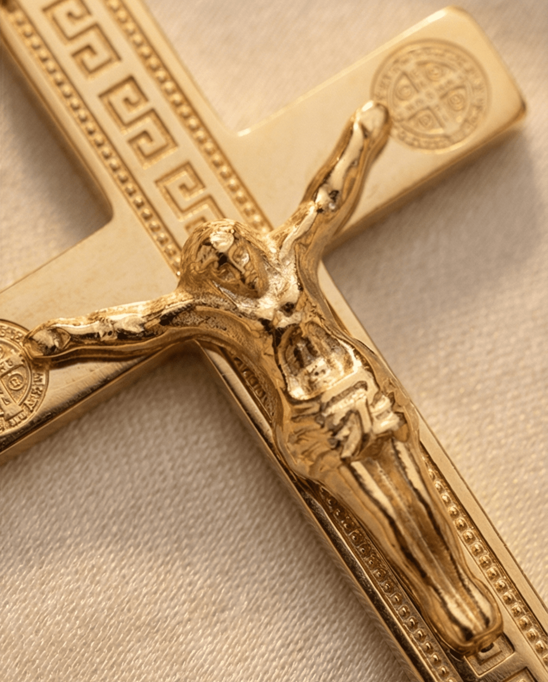 Crucifijo Atenas Greco con Medallones – Oro 18k - 5