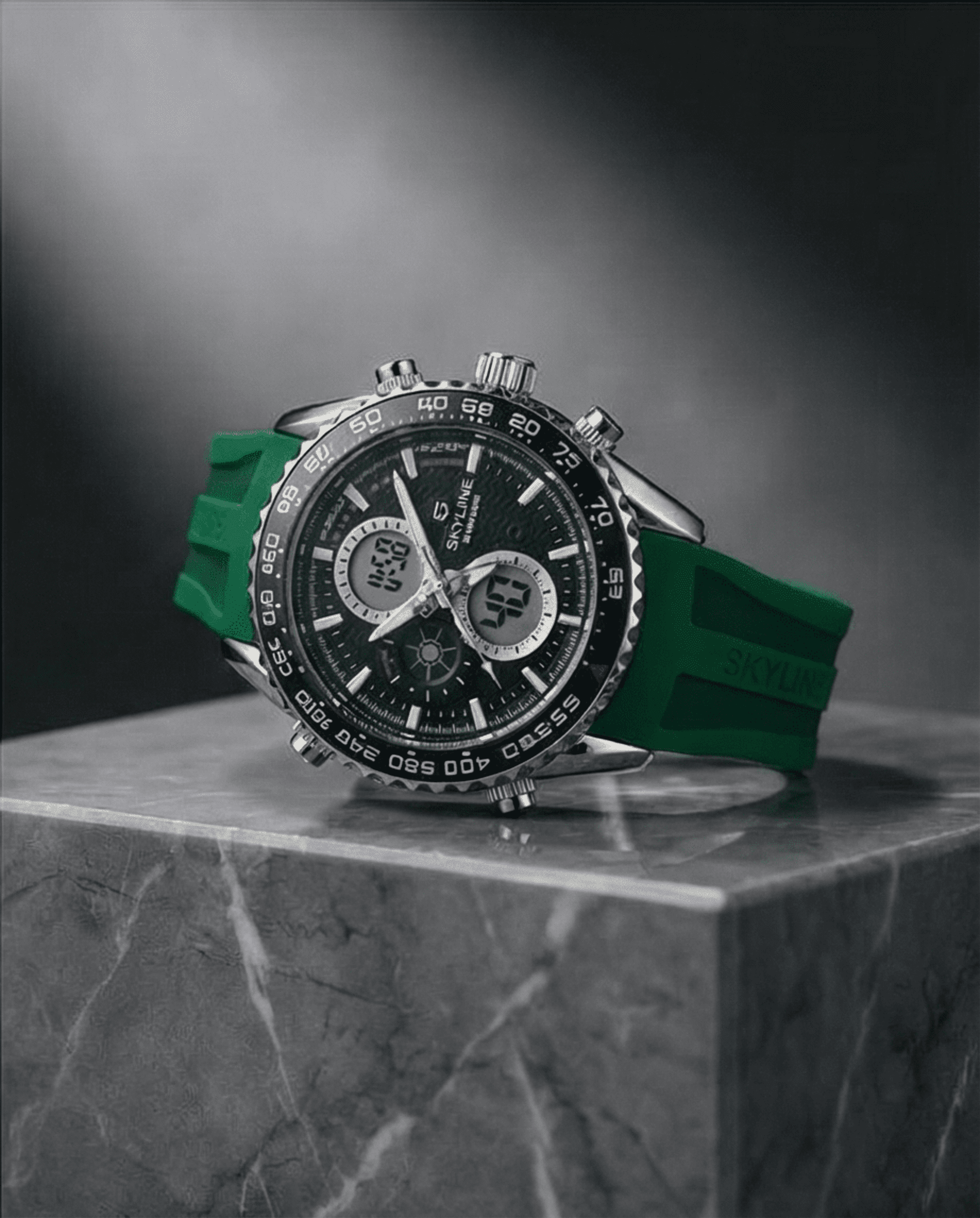 Reloj SKYLINE Analógico-Digital Deportivo – Correa Verde - 5