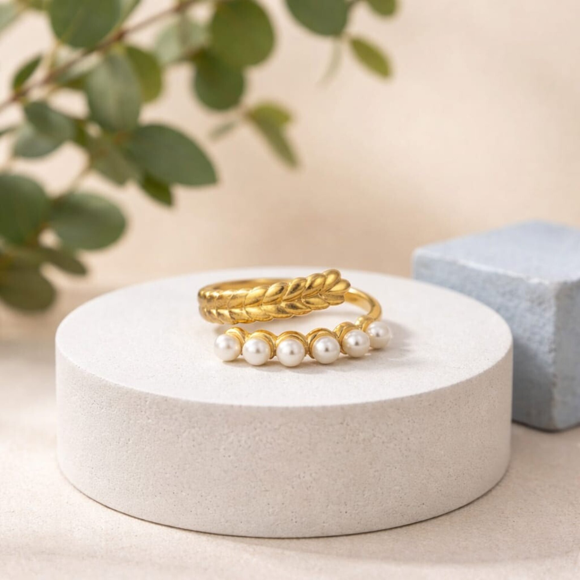 Anillo Ajustable Tiara De Perlas - 4