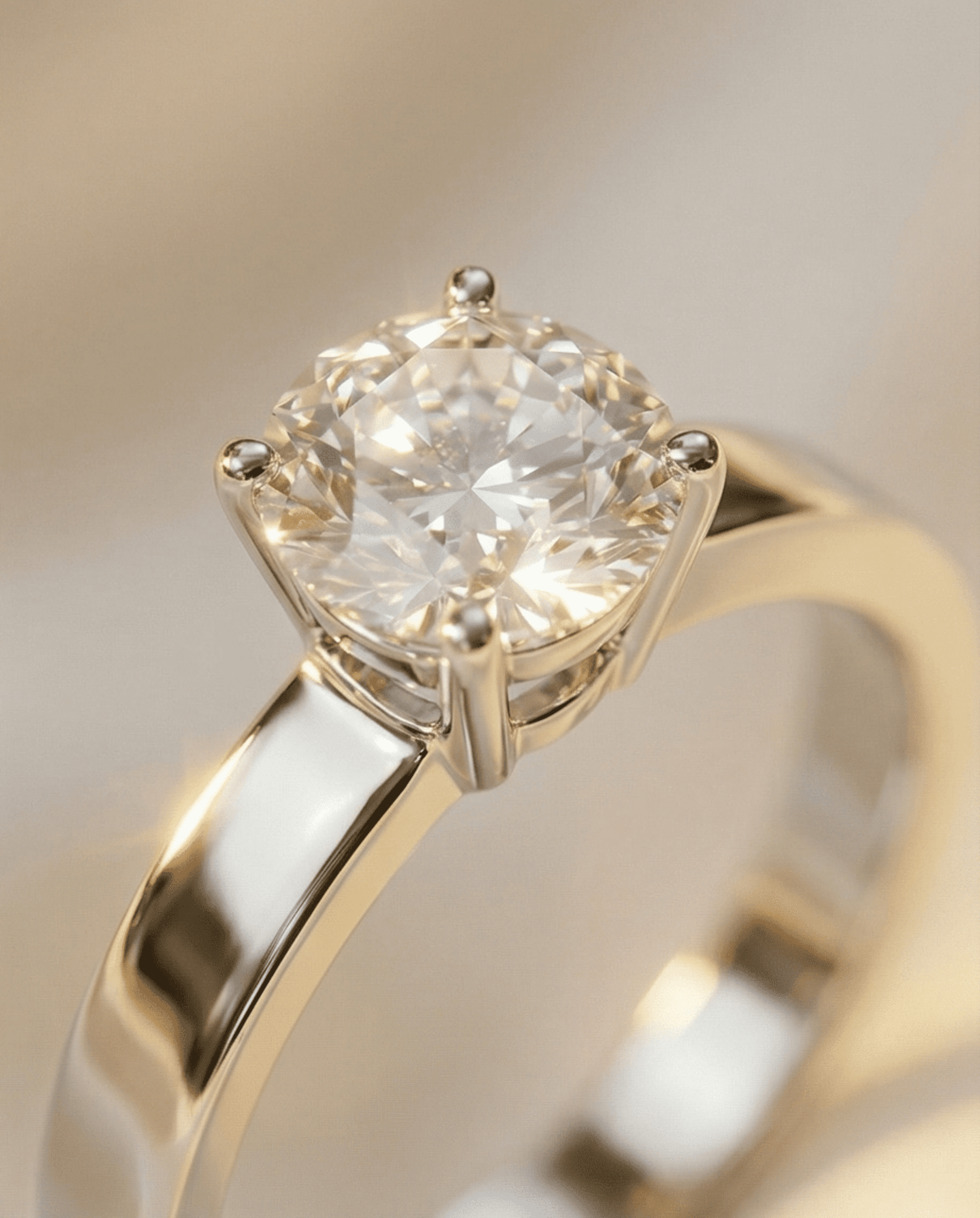 Anillo Solitario con Diamante Redondo - acero Clásico - 2