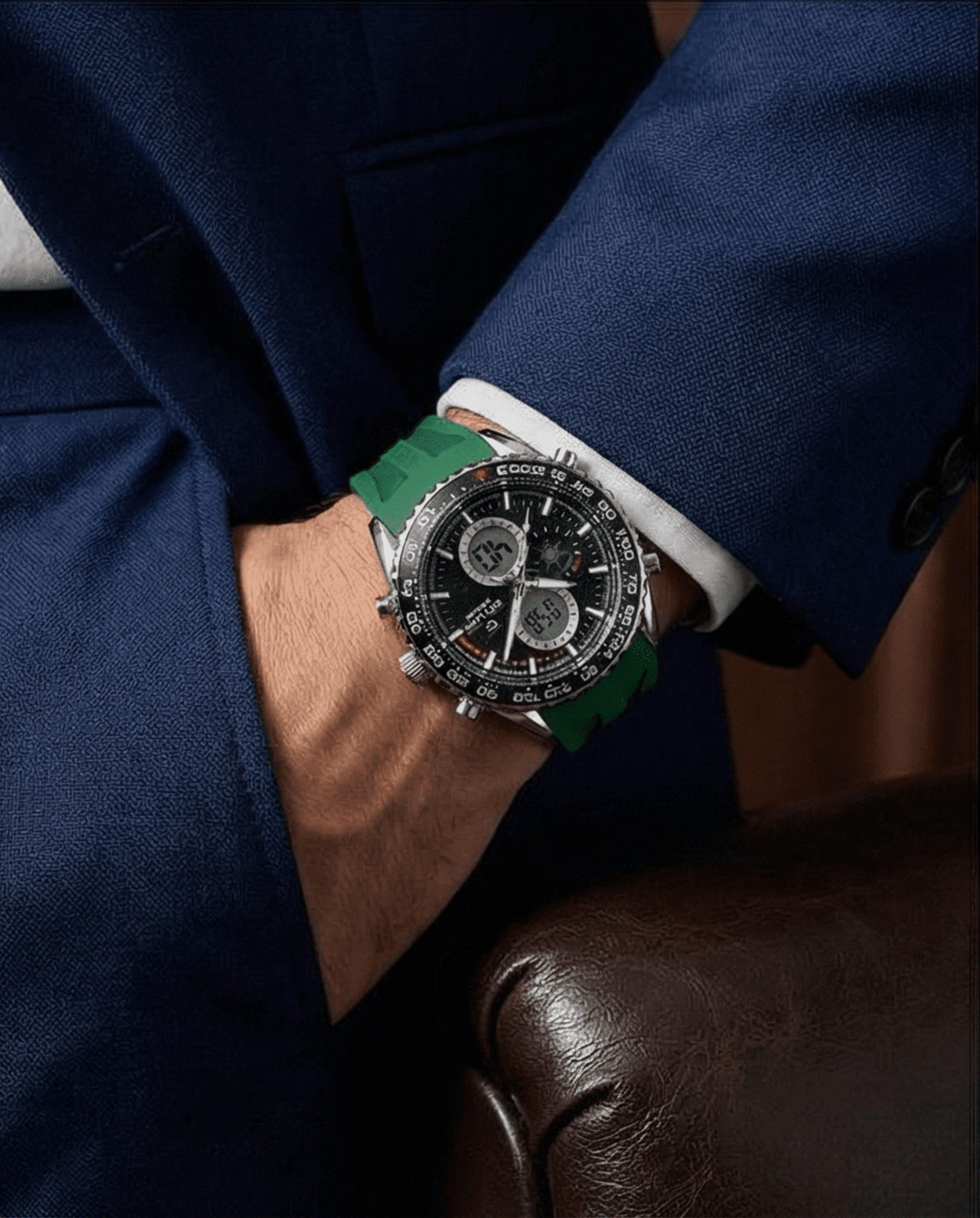 Reloj SKYLINE Analógico-Digital Deportivo – Correa Verde - 3