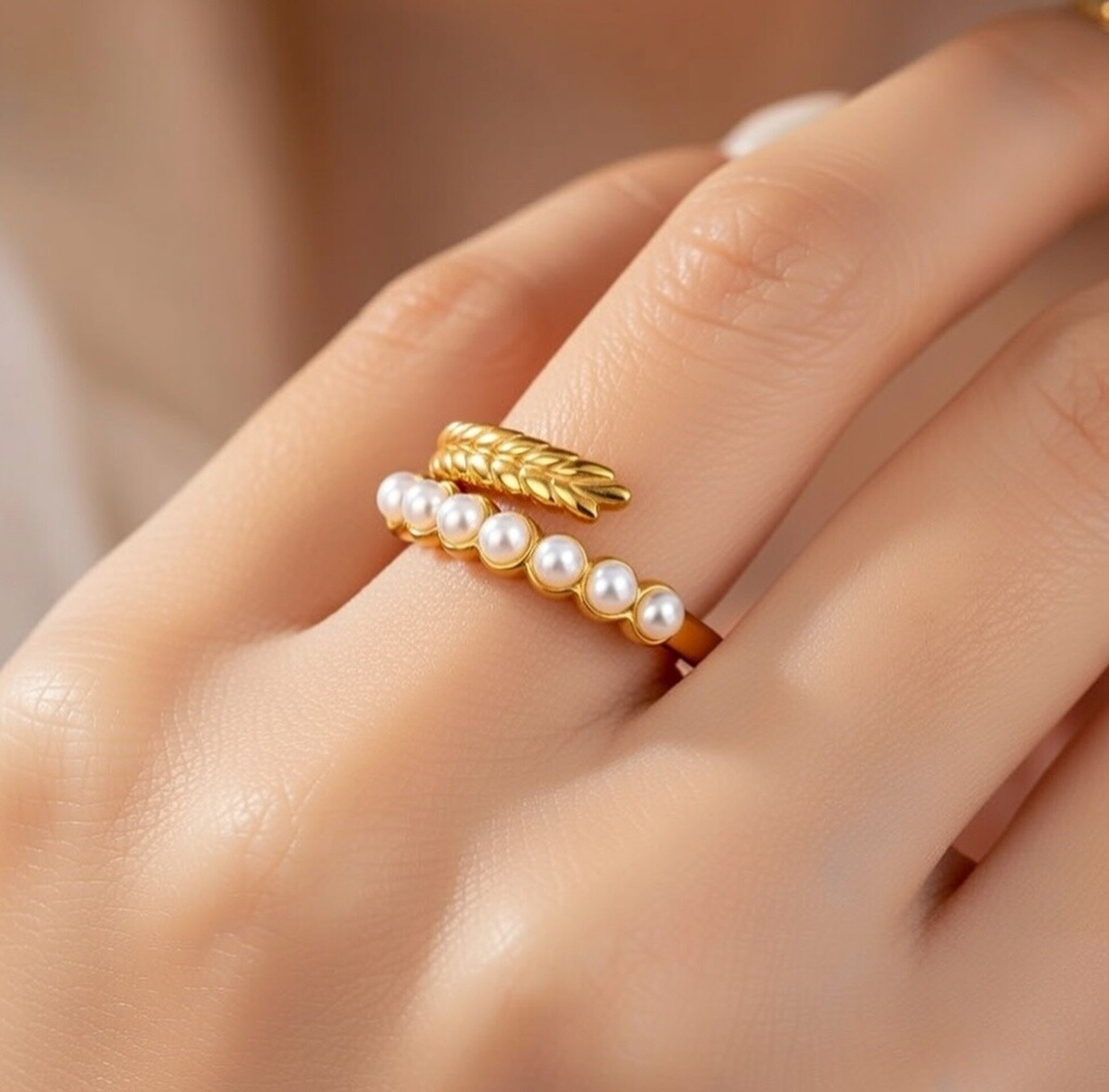 Anillo Ajustable Tiara De Perlas - 3