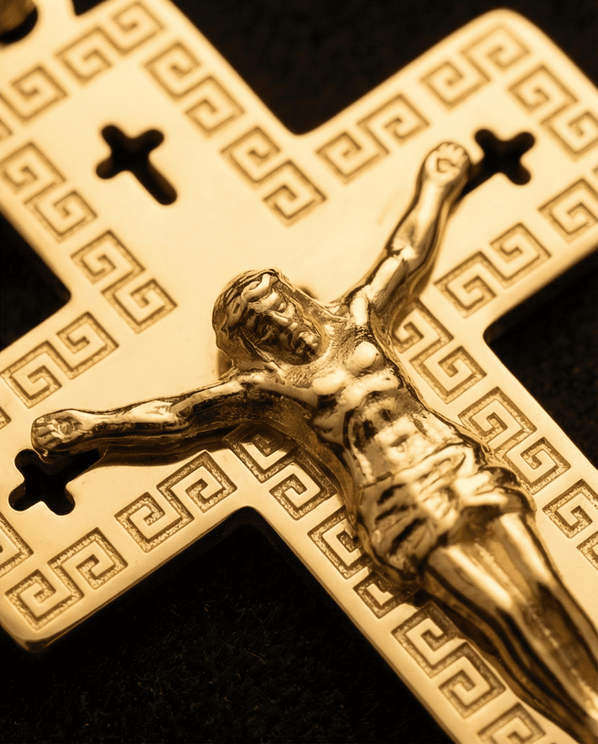 Crucifijo Greco Cristo – Acero Quirúrgico Chapado en Oro 18k - 2