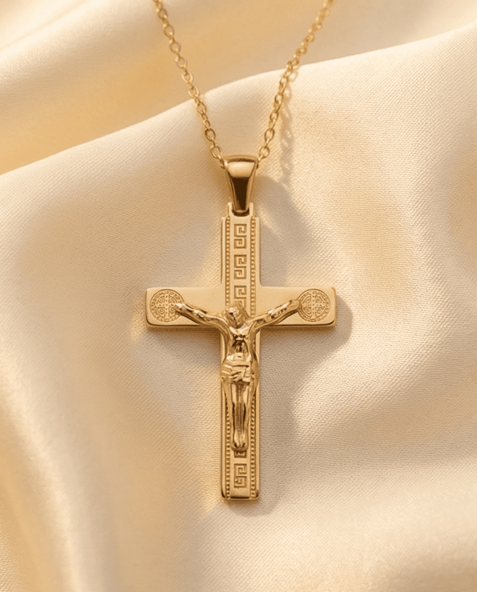 Crucifijo Atenas Greco con Medallones – Oro 18k - 1