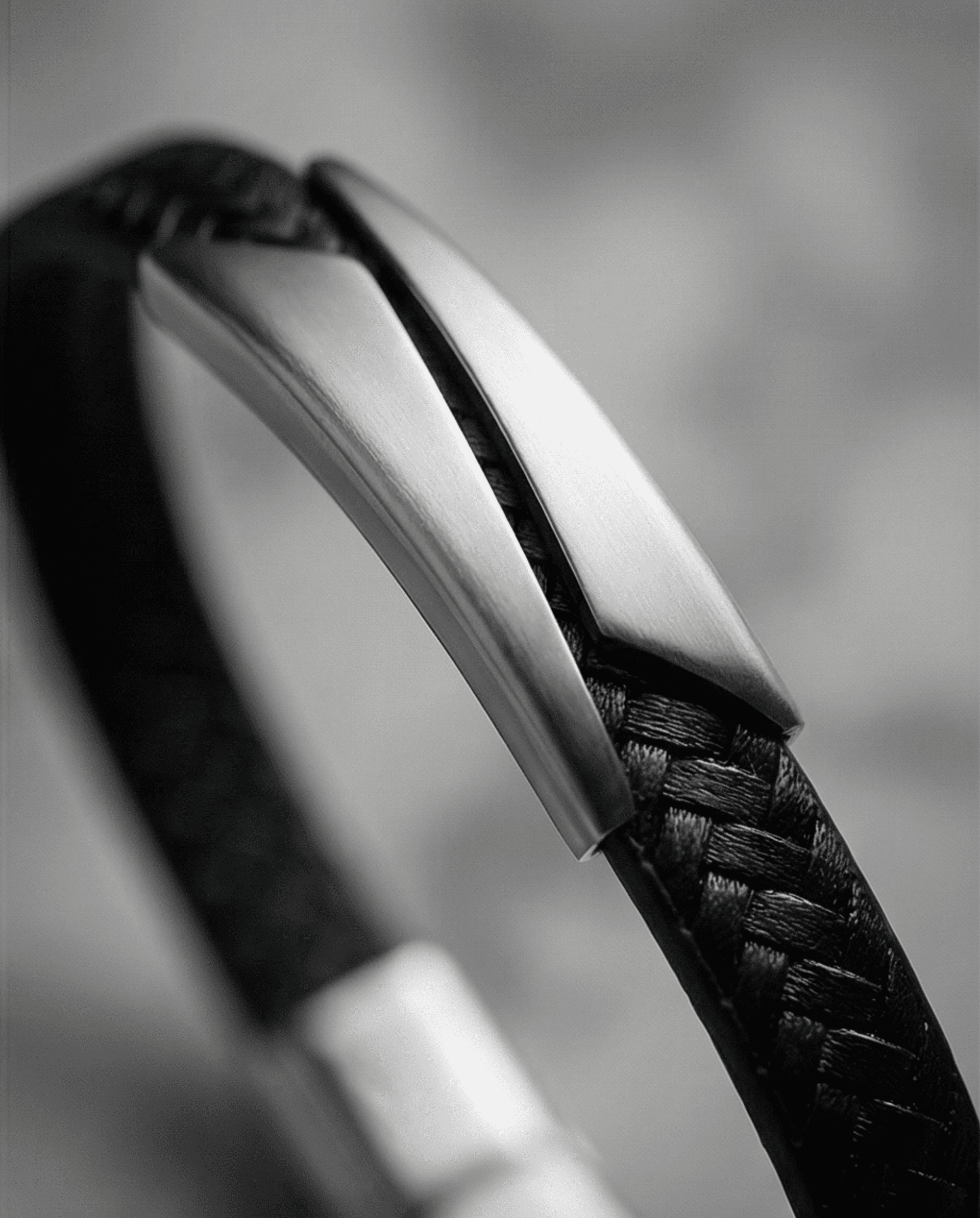 Pulsera Man cuero trenzado y acero - - 2