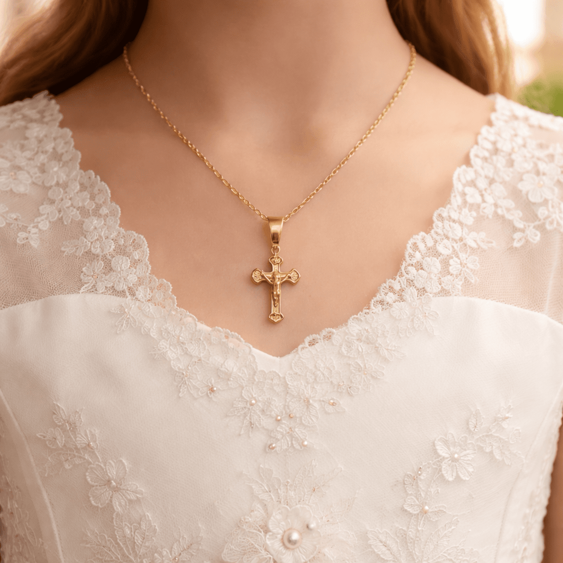 Colgante Cruz con Cristo Dorado – Acero Quirúrgico Chapado en Oro 18K ✝️✨ - 2