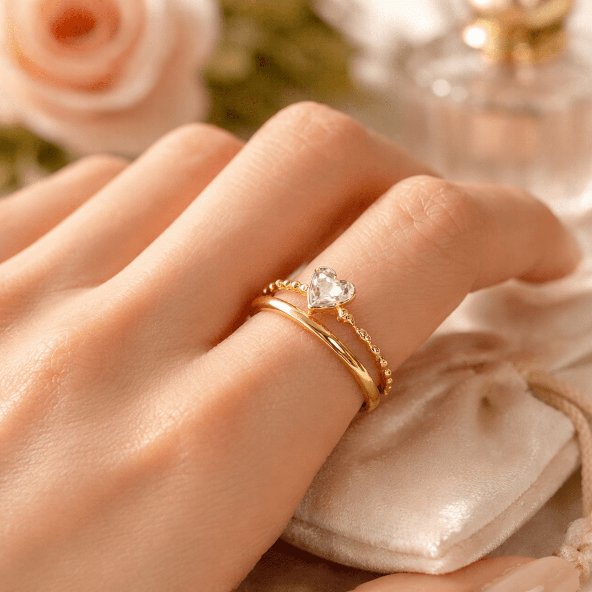 Anillo Corazón Aurora ajustable chapado en oro 18klt - 3