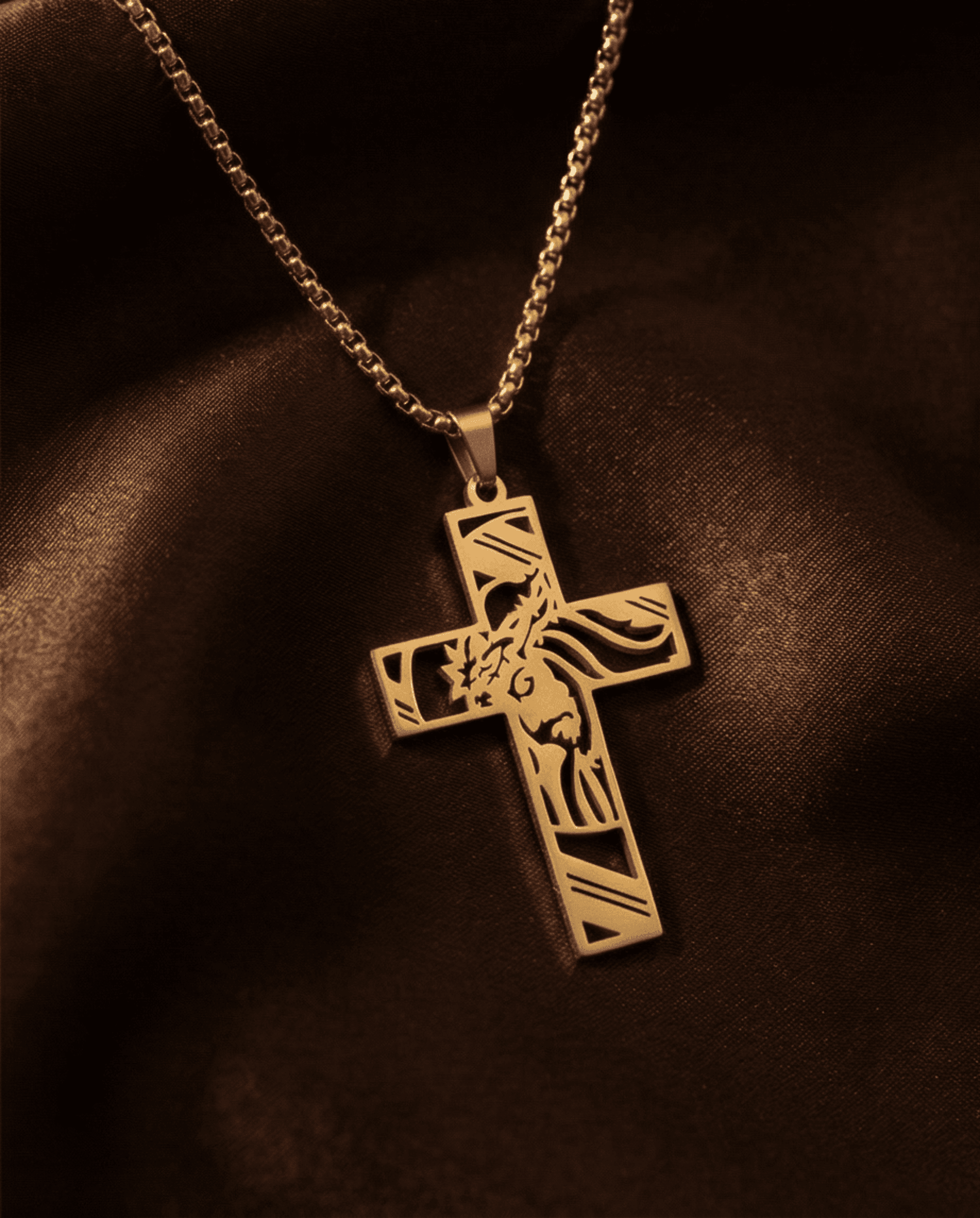 Collar Cruz de Fe en acero dorado - acero oro 18klt - 4