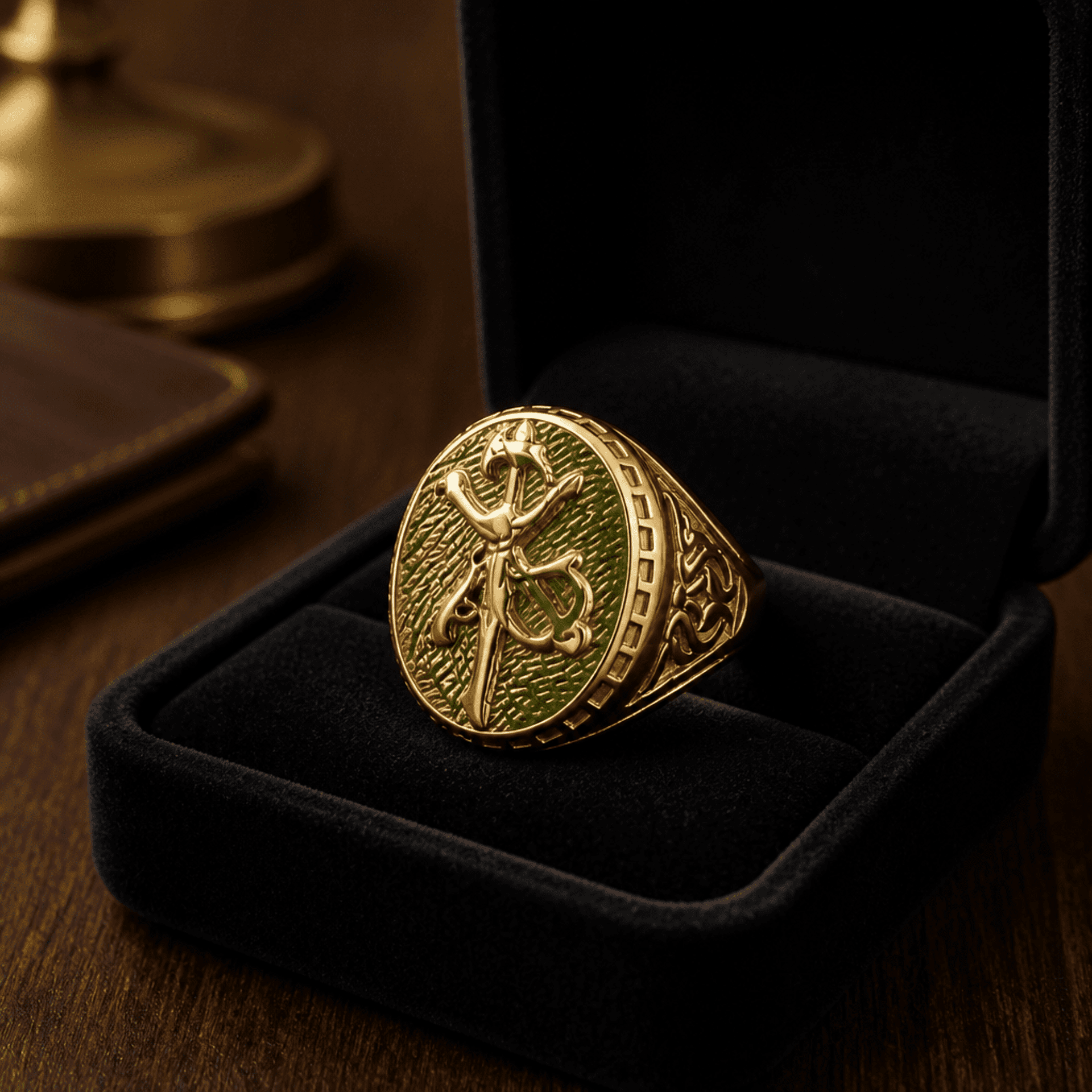 Anillo Cristo de la Legion-acero quirúrgico-chapado oro 18kl - 1