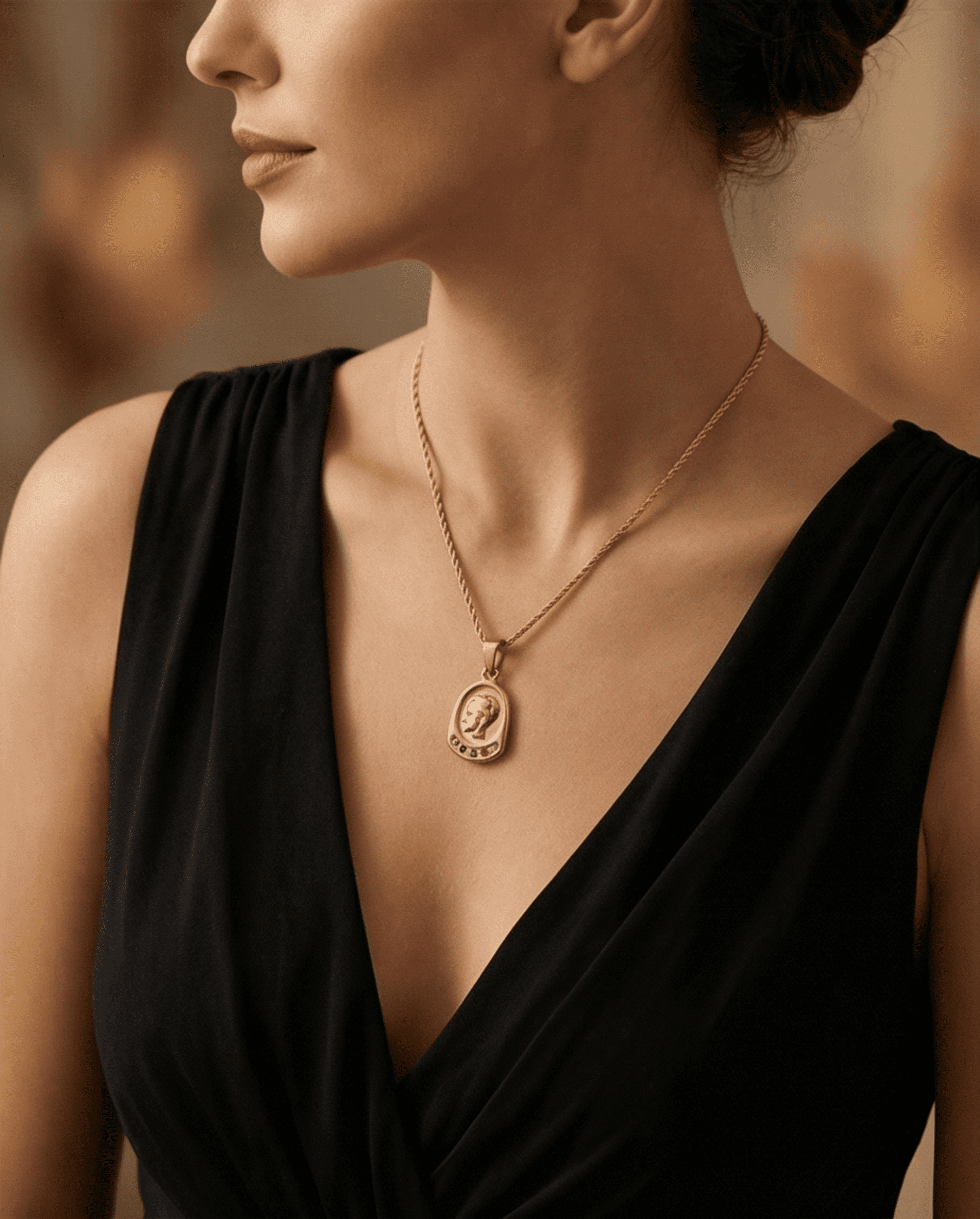 Collar Medalla Maria Dorada – Acero Quirúrgico con Circonitas - 4