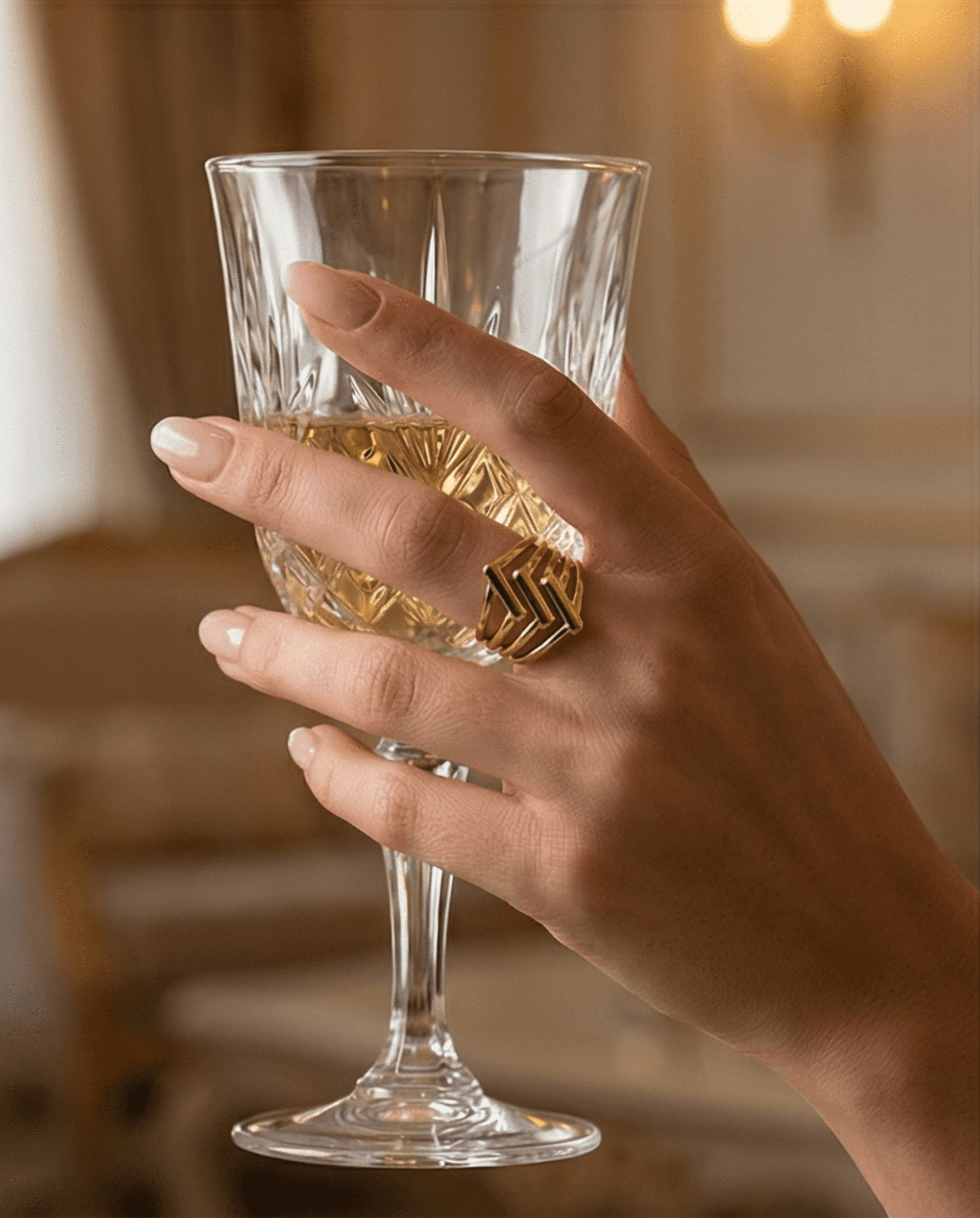 Anillo GeoLines – Geometría moderna en acabado dorado - 2