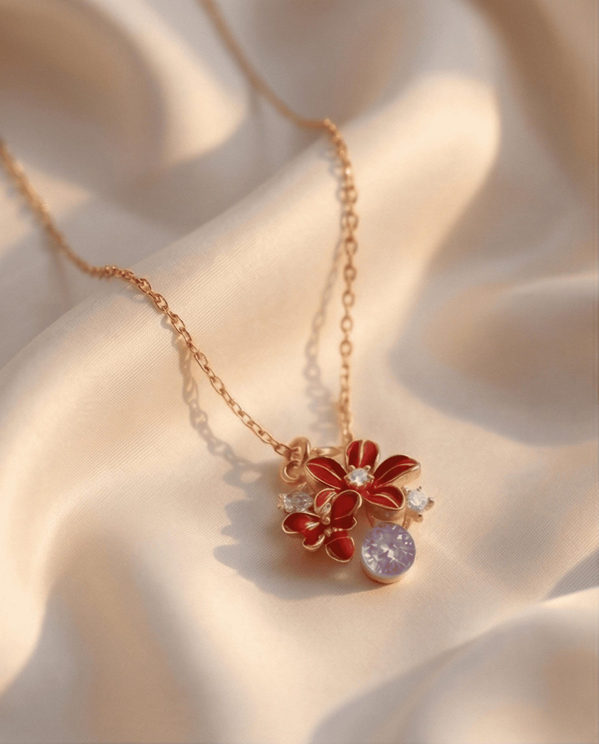 Collar Primavera Roja - acero oro18klt - 4