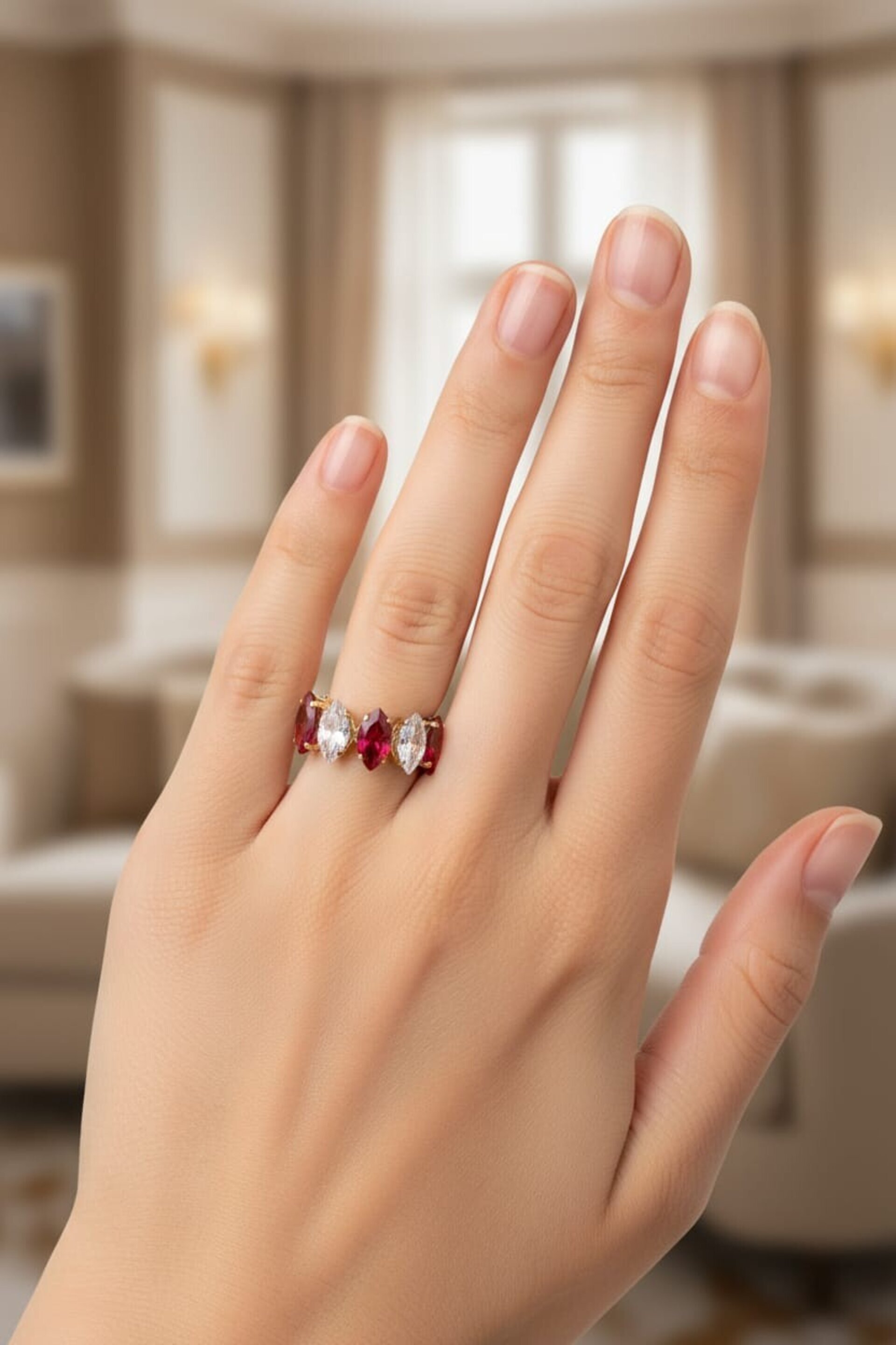 Anillo Ajustable Pasión Eterna Rojo y Blanco - 3