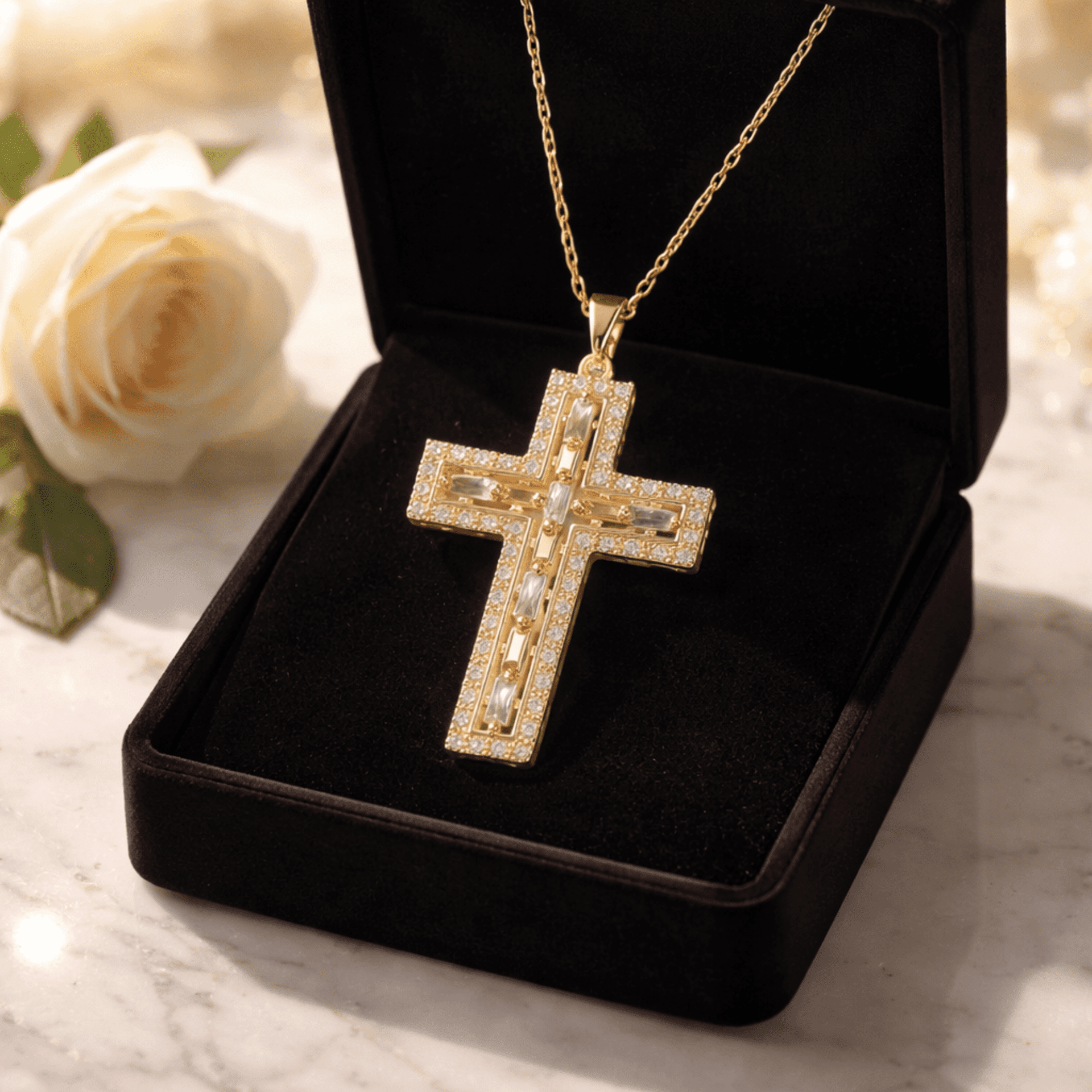 Collar Cruz Imperial – Acero Quirúrgico Chapado en Oro 18K - 3