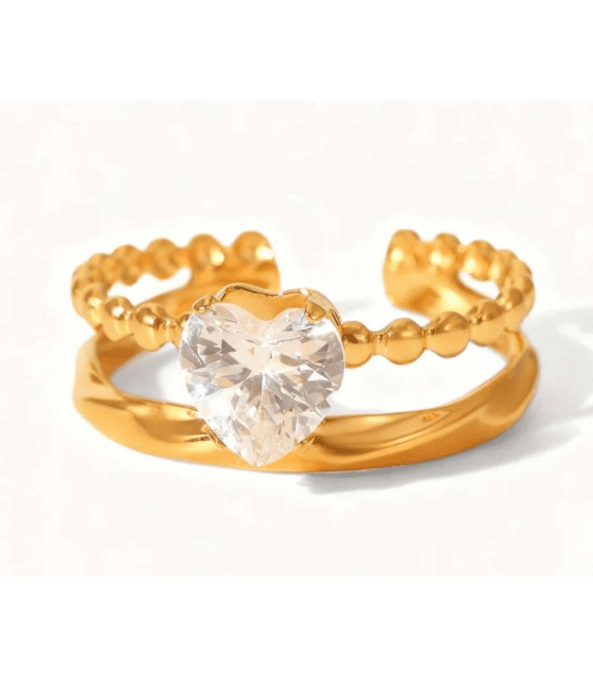 Anillo Corazón Aurora ajustable chapado en oro 18klt - 7