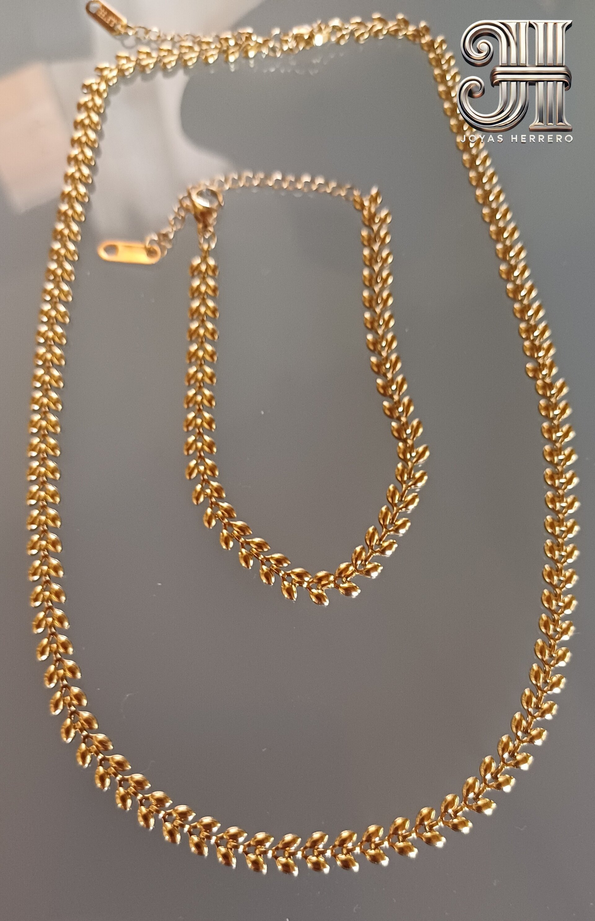 Conjunto Espiga dorada - Collar y pulsera en acero quirúrgico - 3