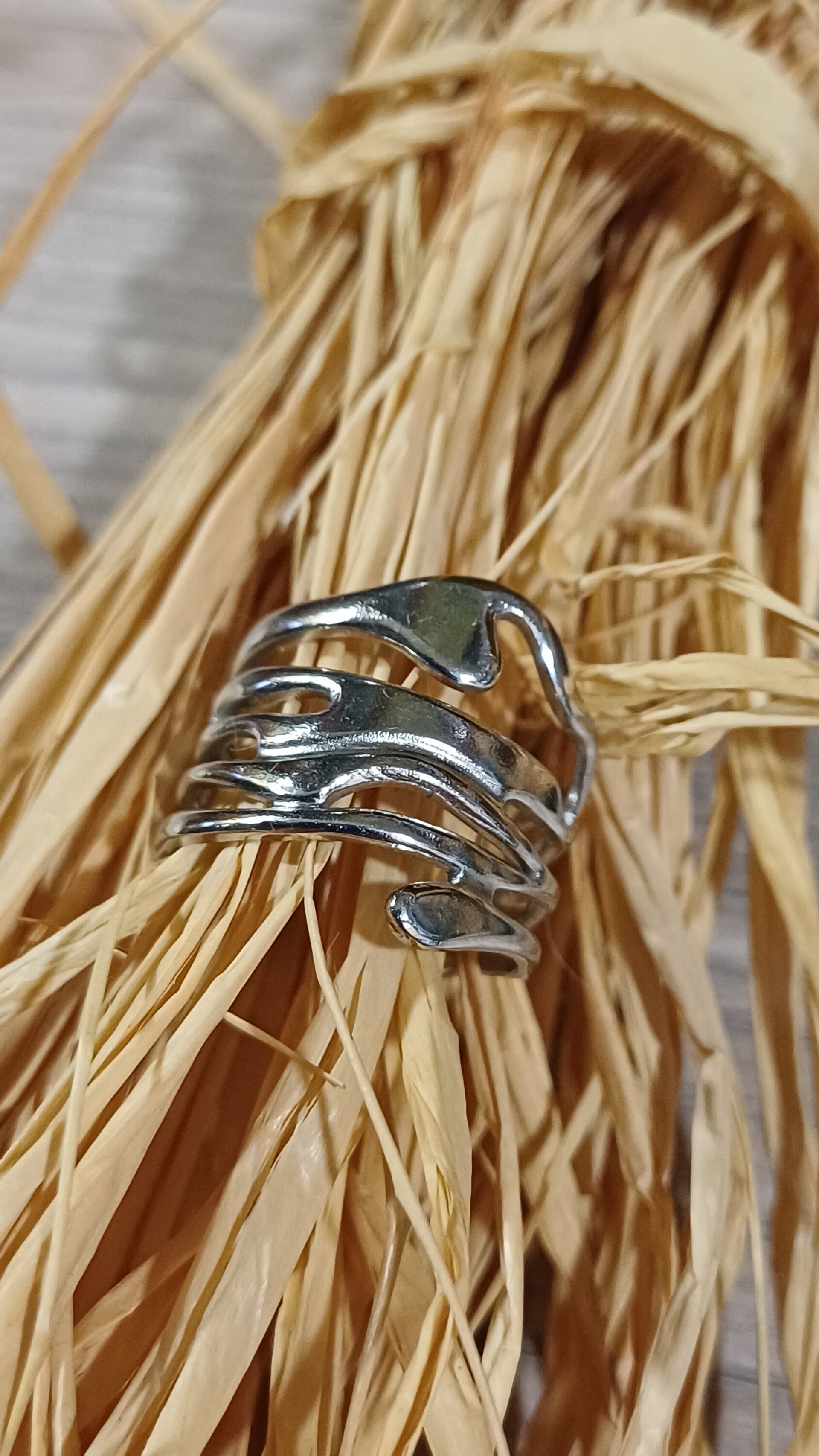 Anillo Ola de Plata – Acero Quirúrgico Ajustable - 3