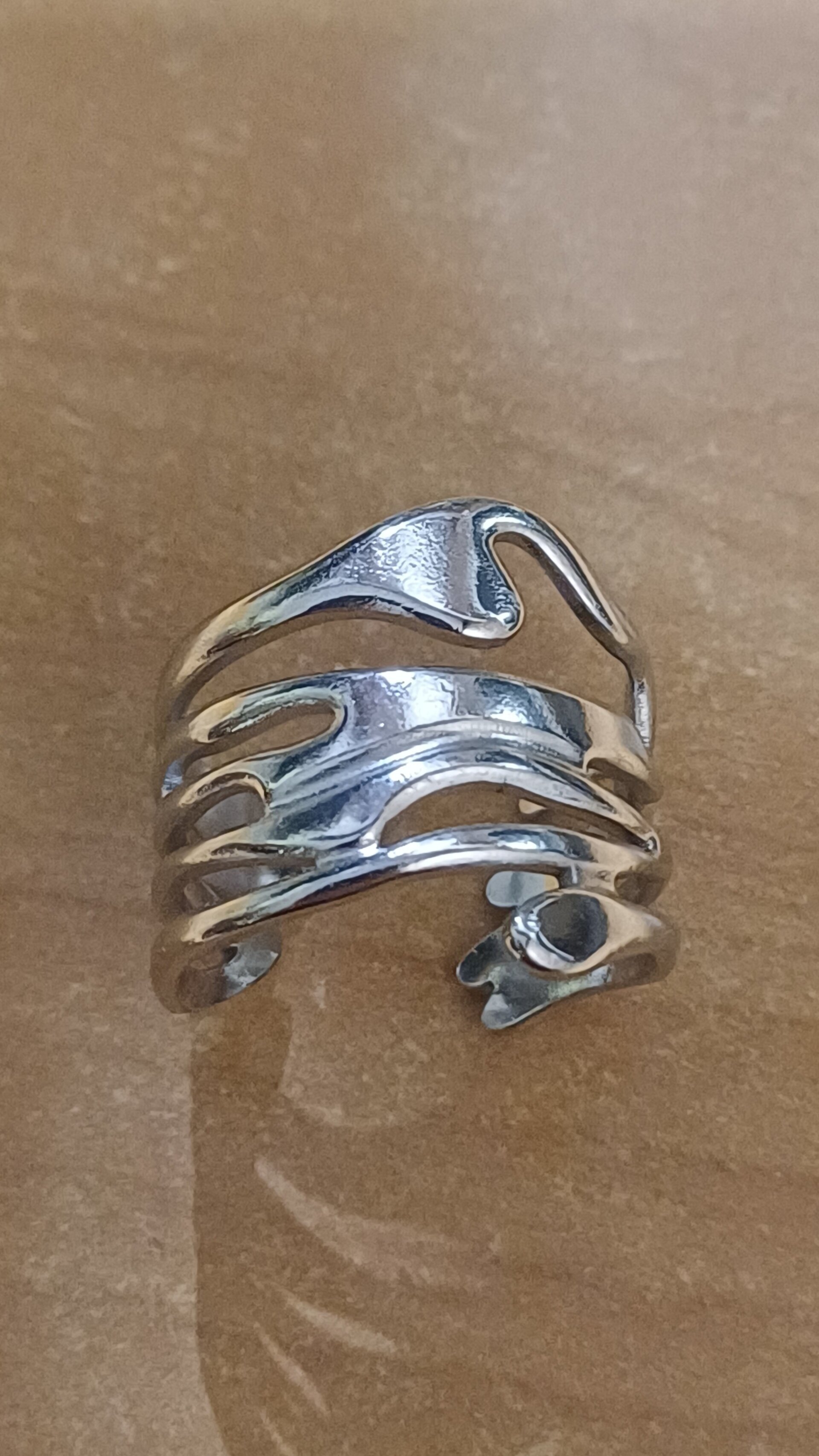 Anillo Ola de Plata – Acero Quirúrgico Ajustable - 4