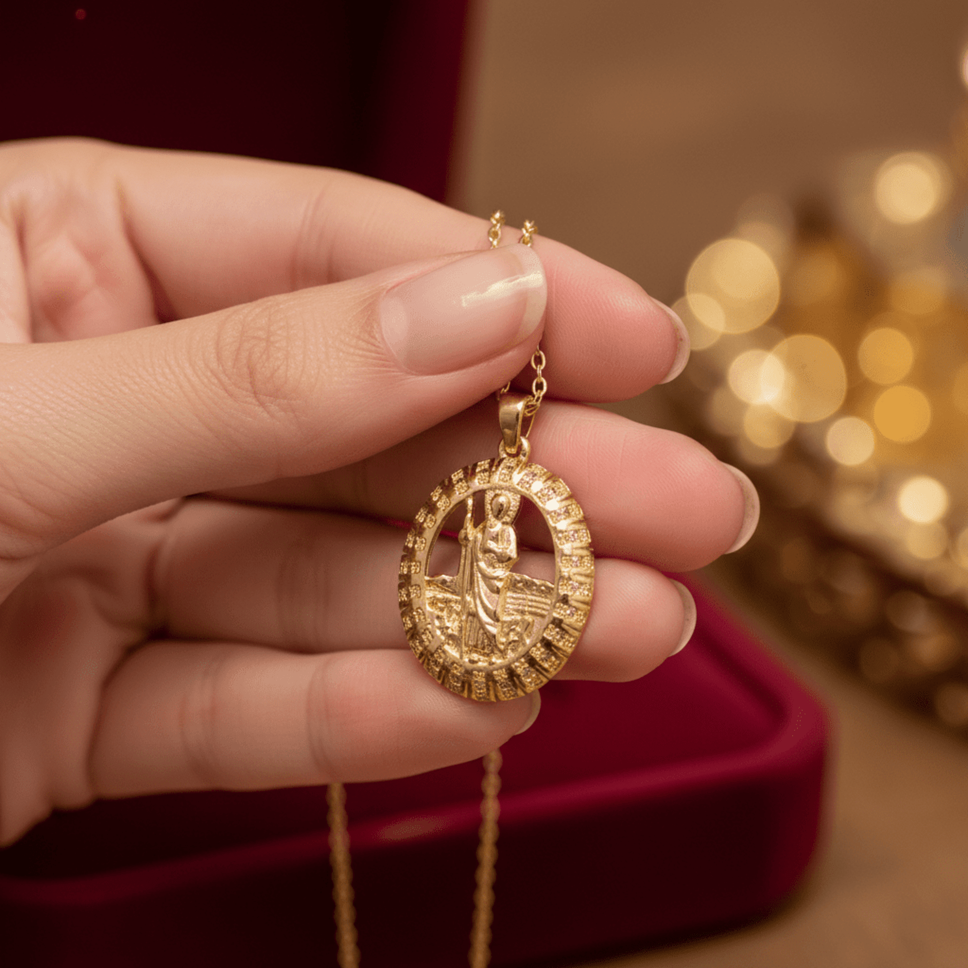 Cadena y medalla san Judas Tadeo chapado en oro 18klt - 7