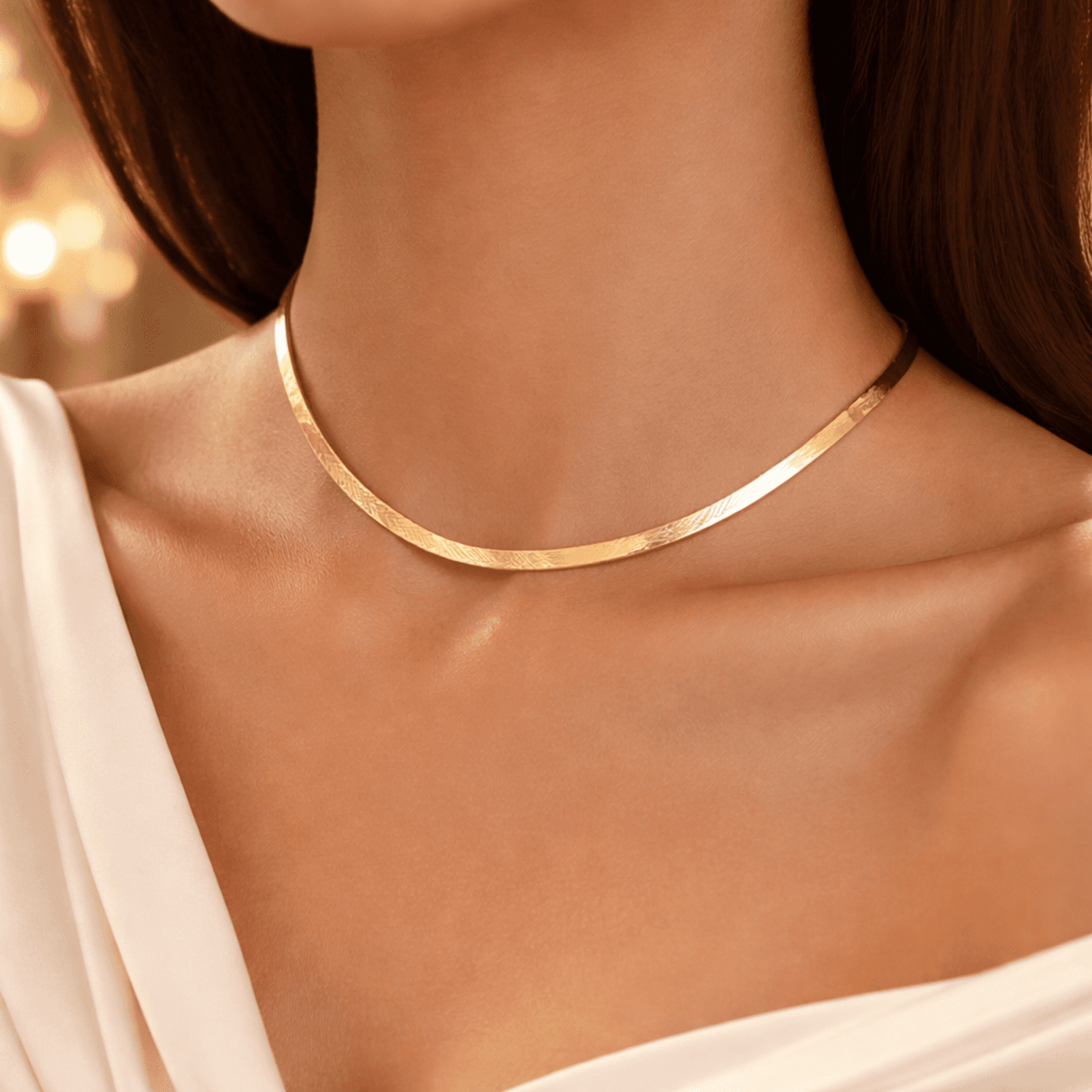 Cadena Snake de Acero Quirúrgico Chapada en Oro 18K - 3