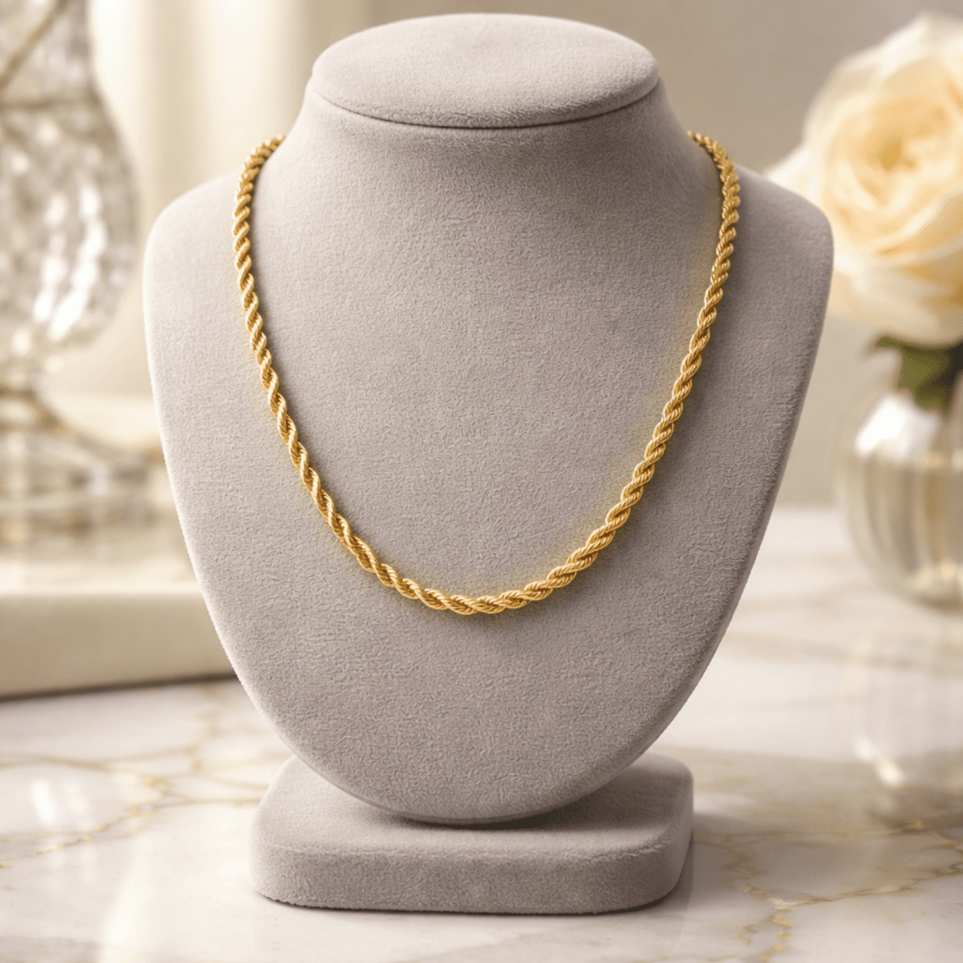 Cordón Salomónico de Acero Quirúrgico Chapado en Oro 18K - 2