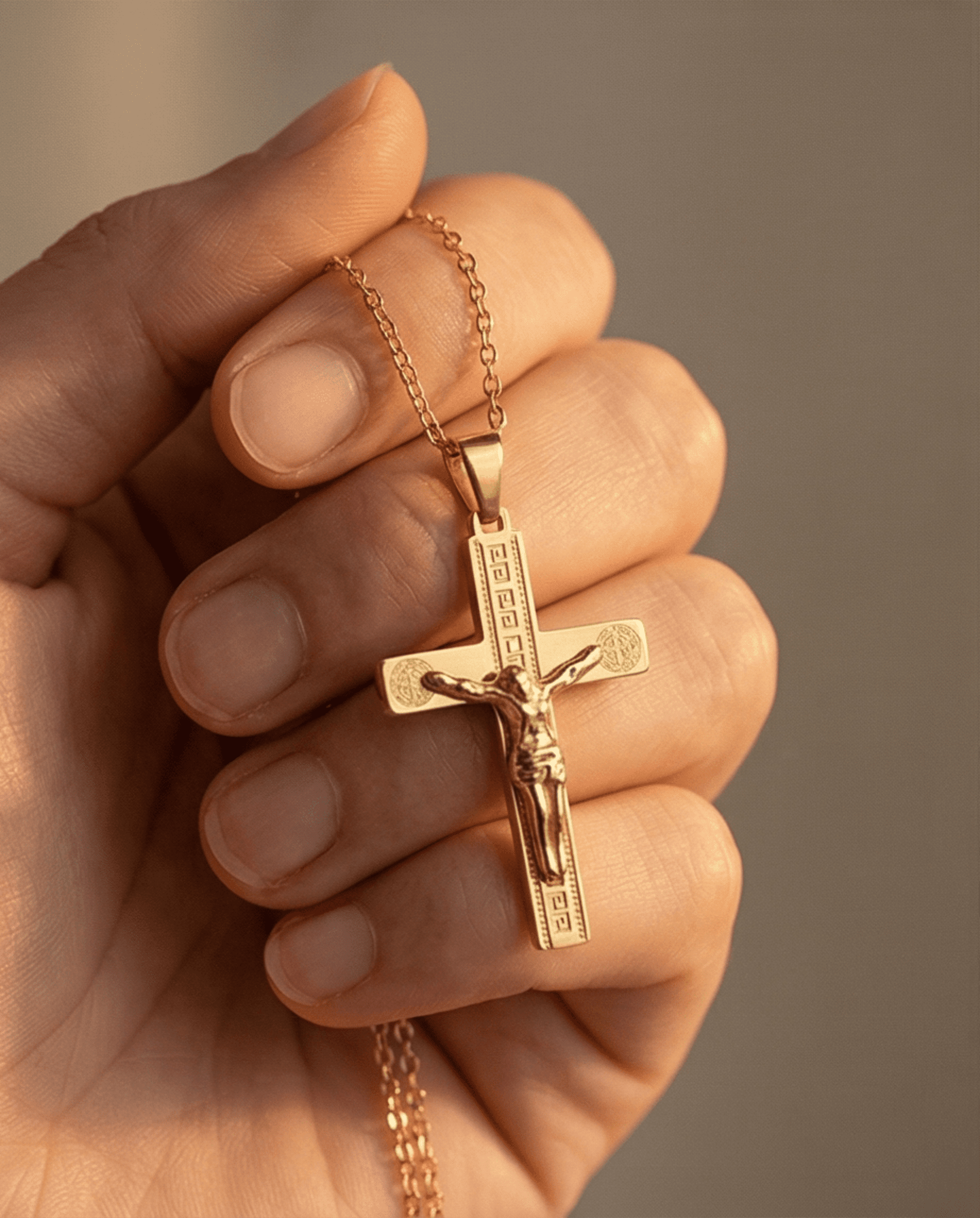 Crucifijo Atenas Greco con Medallones – Oro 18k - 2