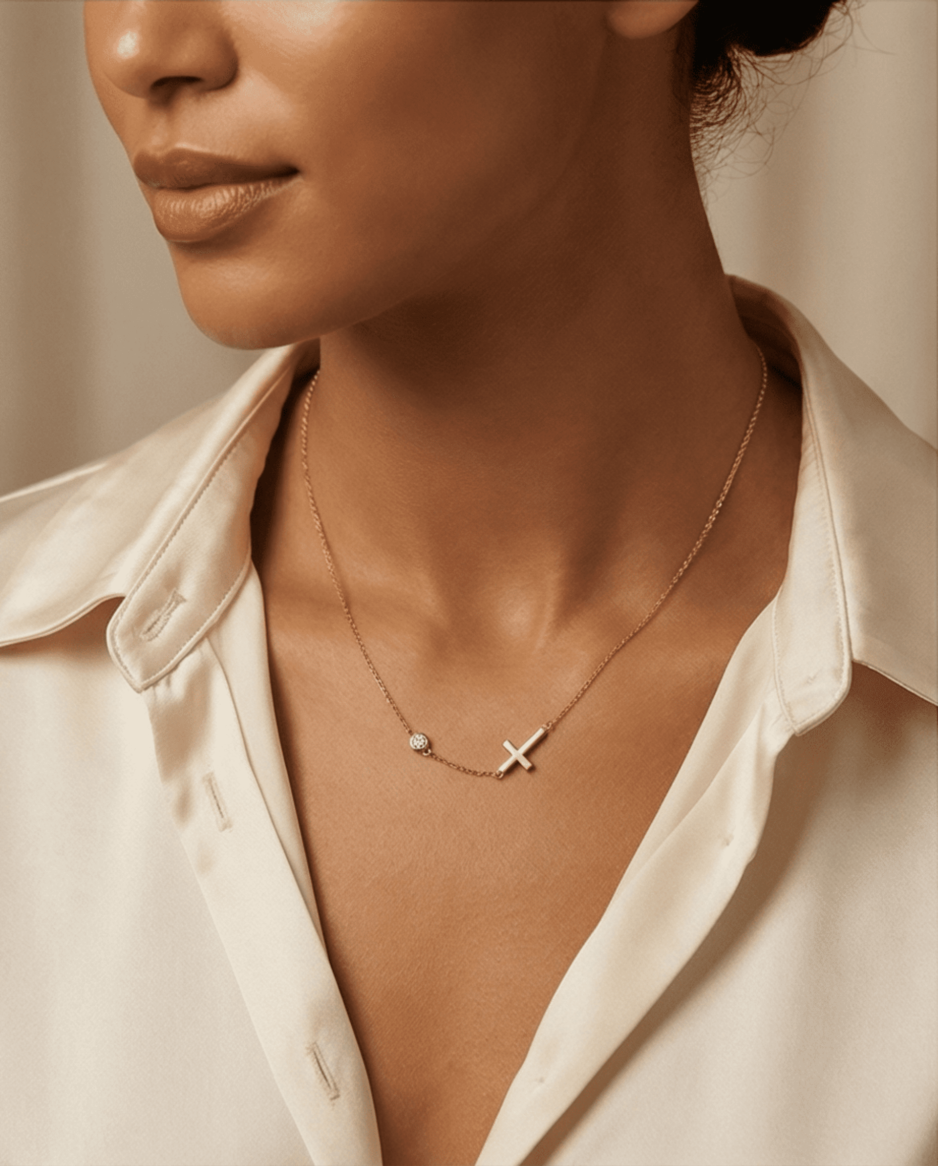 Collar Cruz con Circonita en Acero Quirúrgico Chapado en Oro 18K - 2