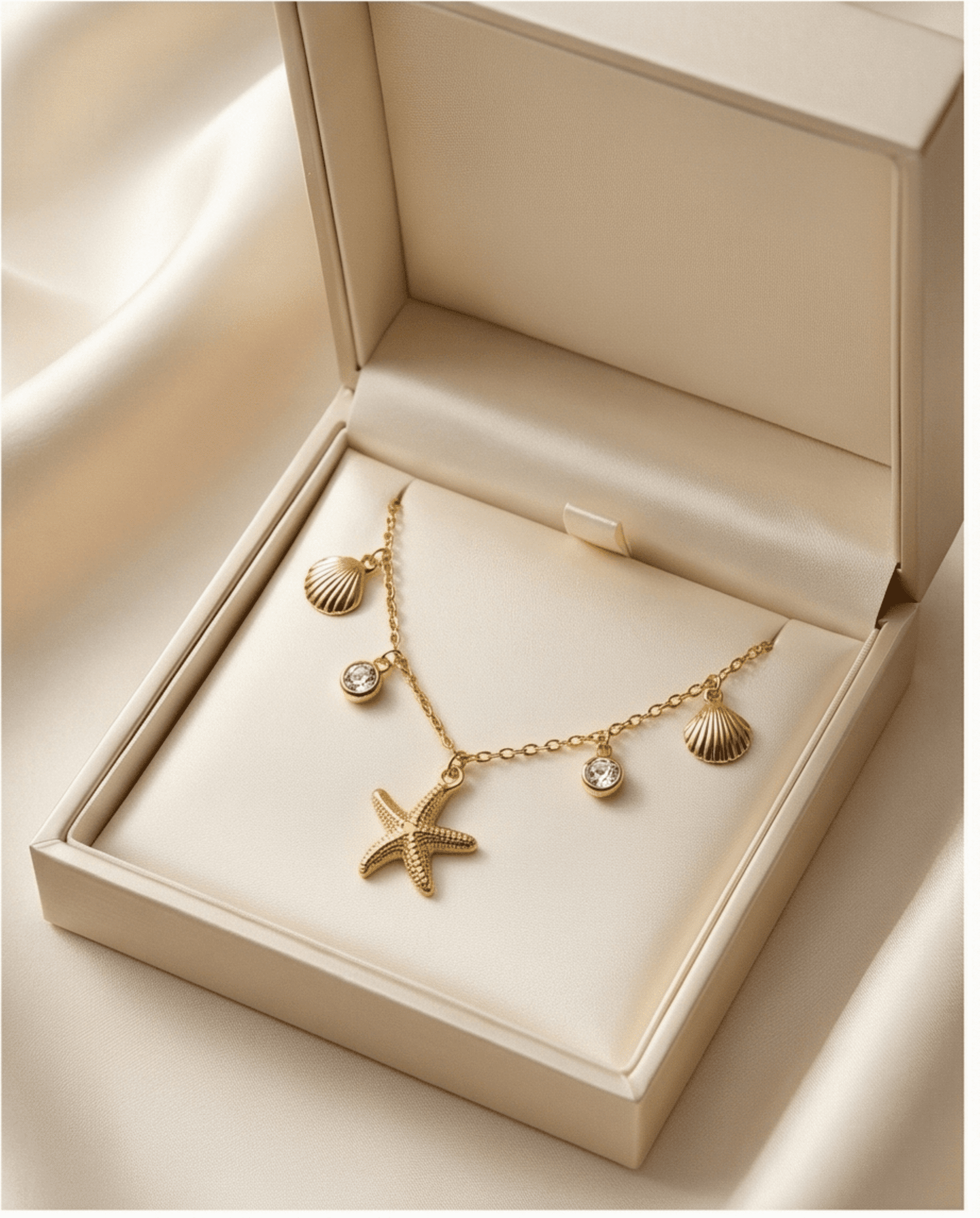 Collar Estrella de Mar con Conchas y Circonitas - Chapado en Oro 18klt - 1
