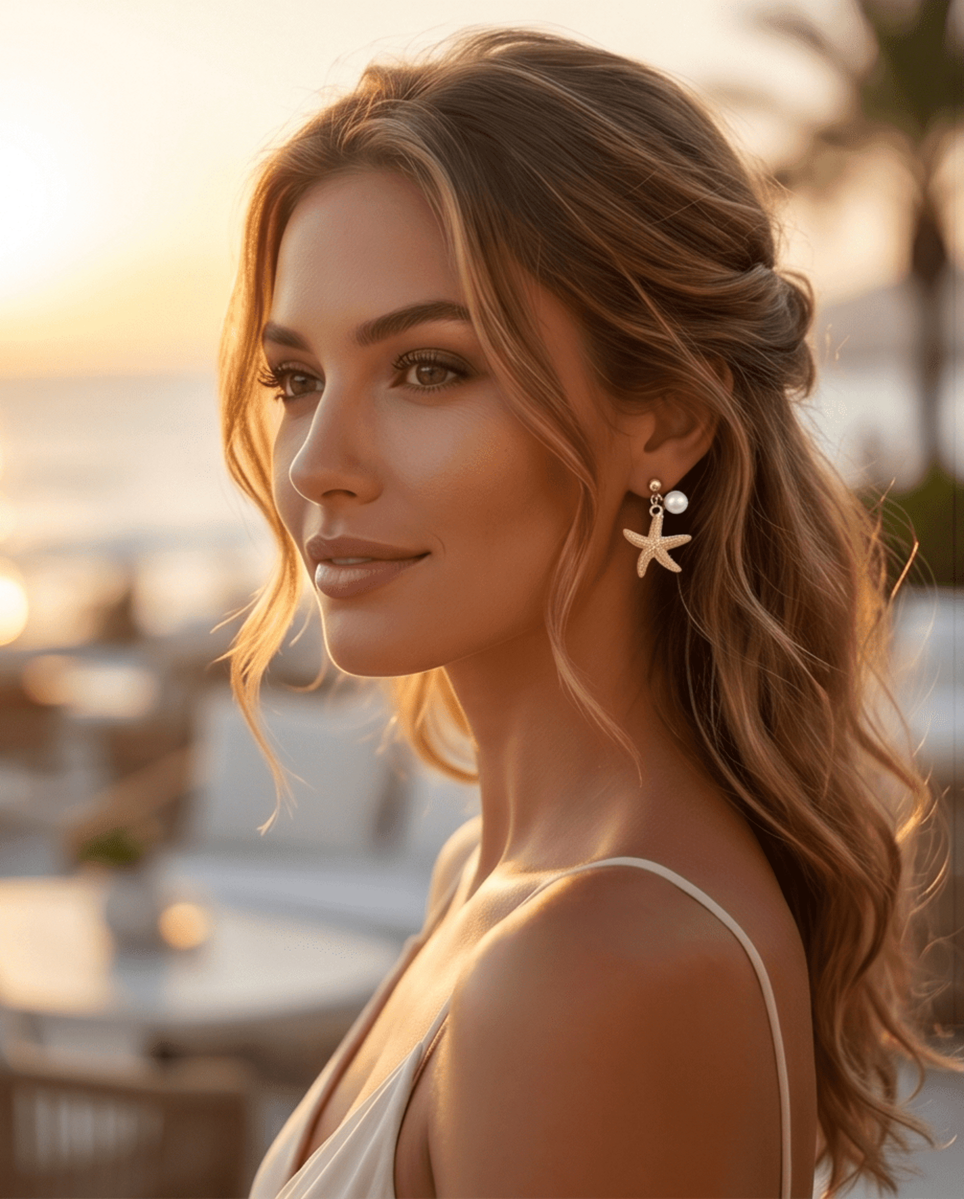 Pendientes Estrella de Mar con Perlas – Elegancia playera en oro - 3